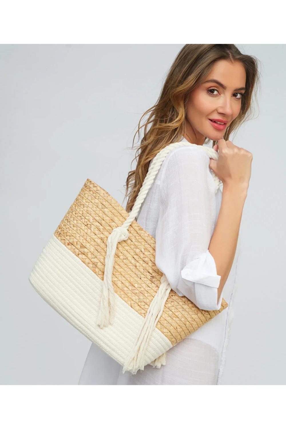 Beige Pia Rossini Beige Hampton - Straw Beach Basket, Image 1 of 1
