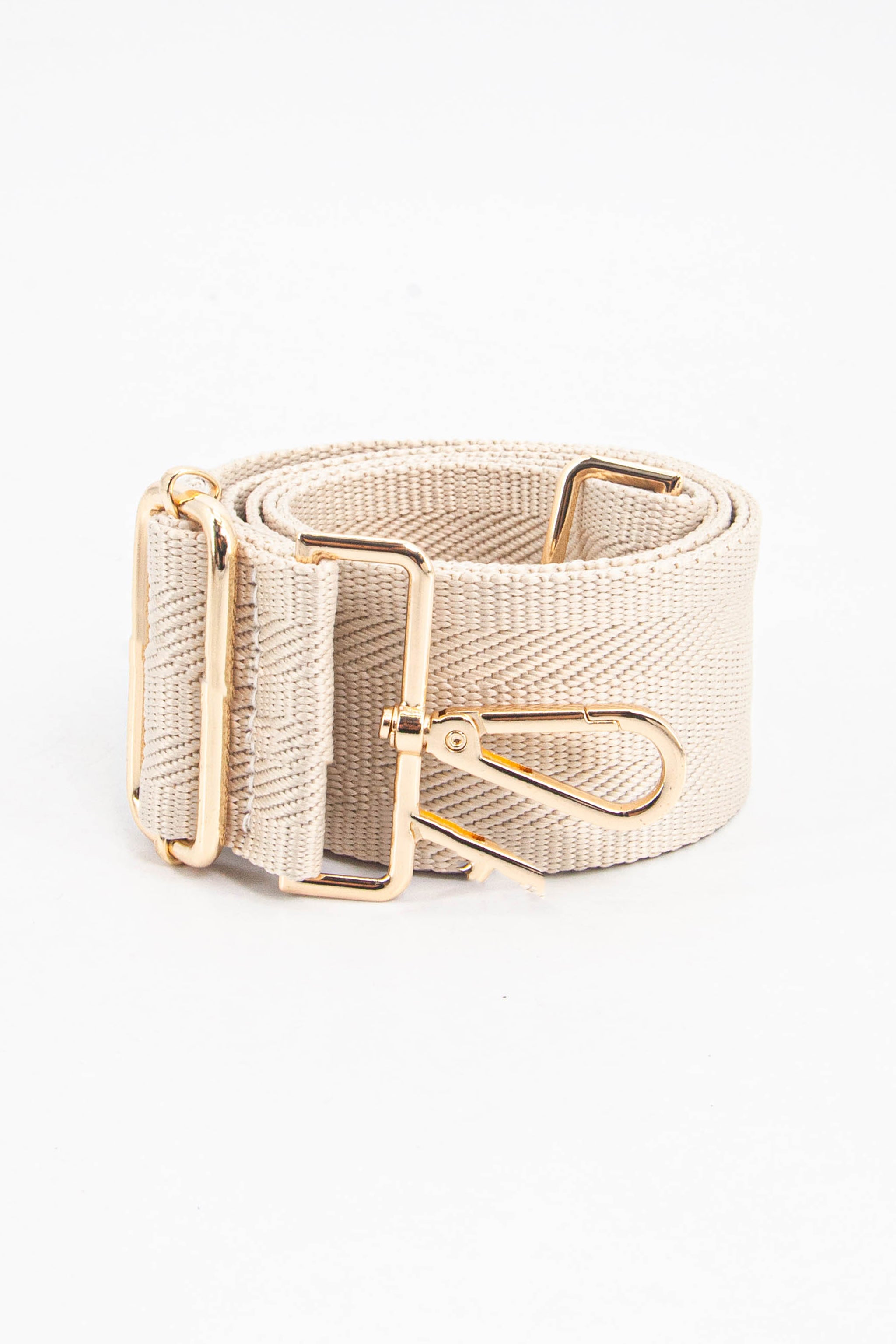 Cream Sarta Cream Plain Woven Wide Bag Strap, Image 3 of 4