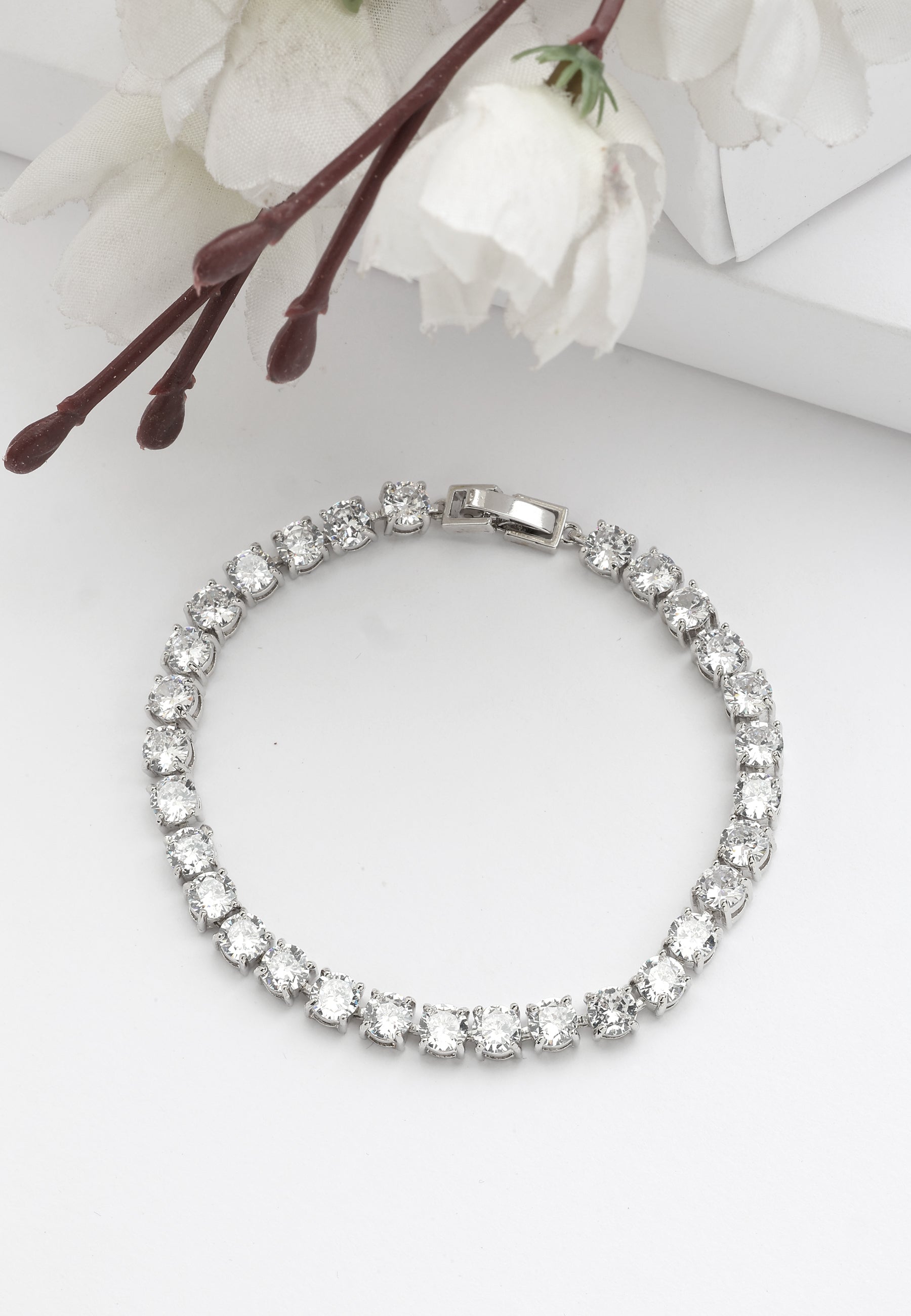 Silver Diva Delicate Bezel Tennis Bracelet, Image 2 of 5