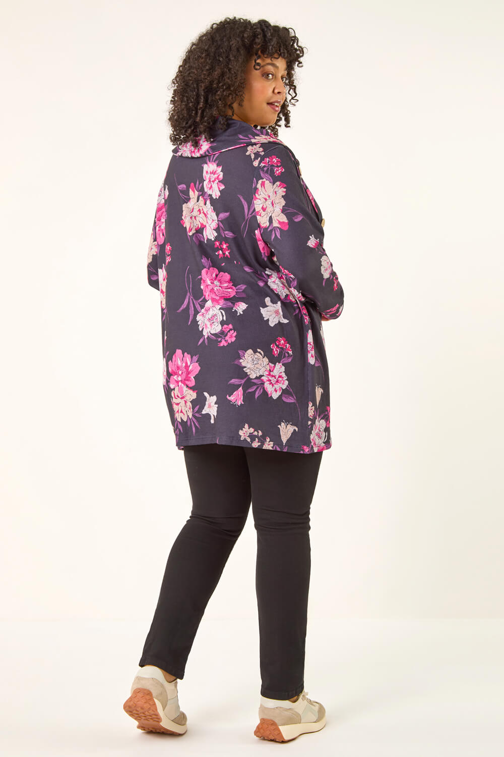 PINK Curve Floral Print Cowl Stretch Top, Image 4 of 5