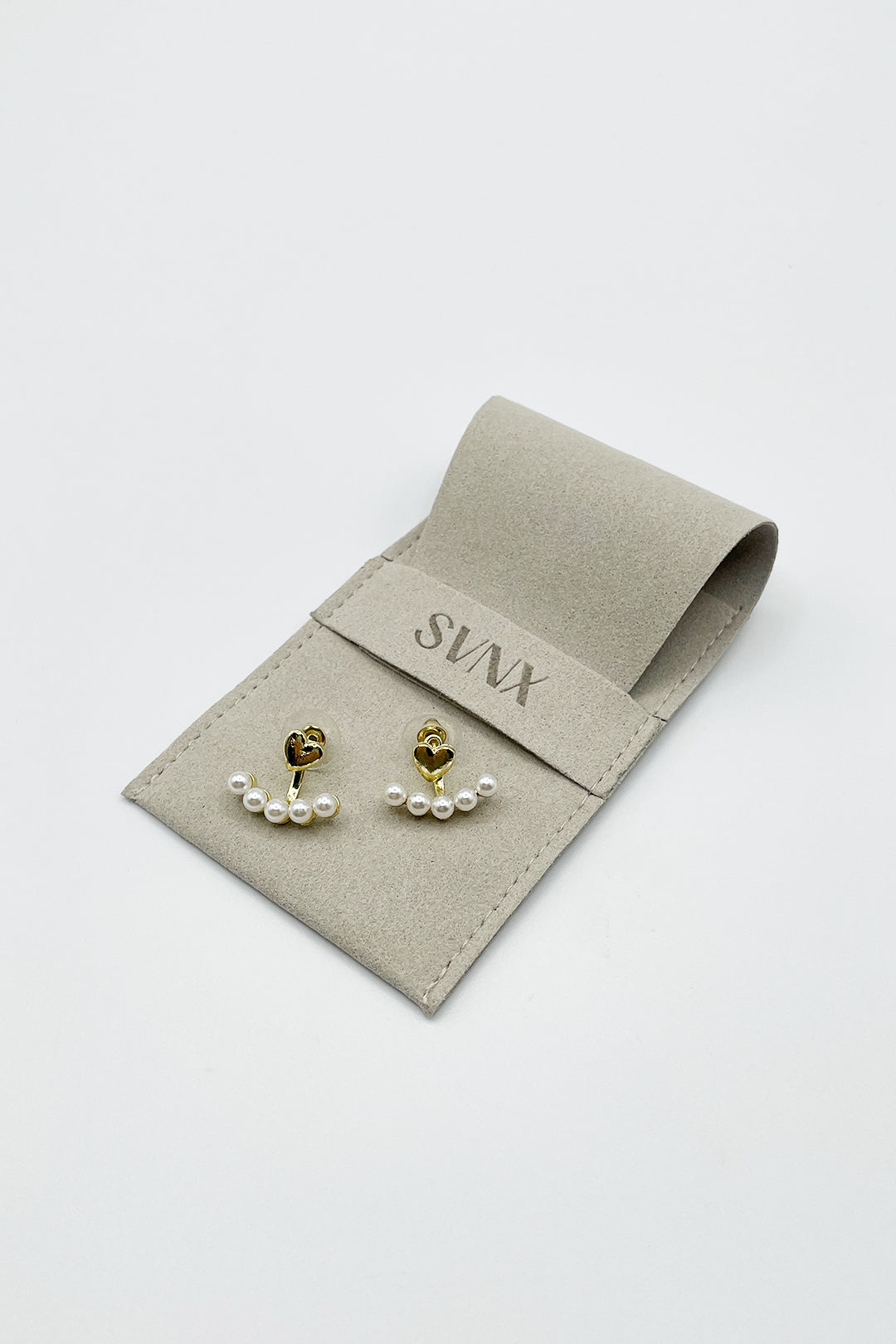 Gold Heart Pearl Earrings, Image 3 of 3