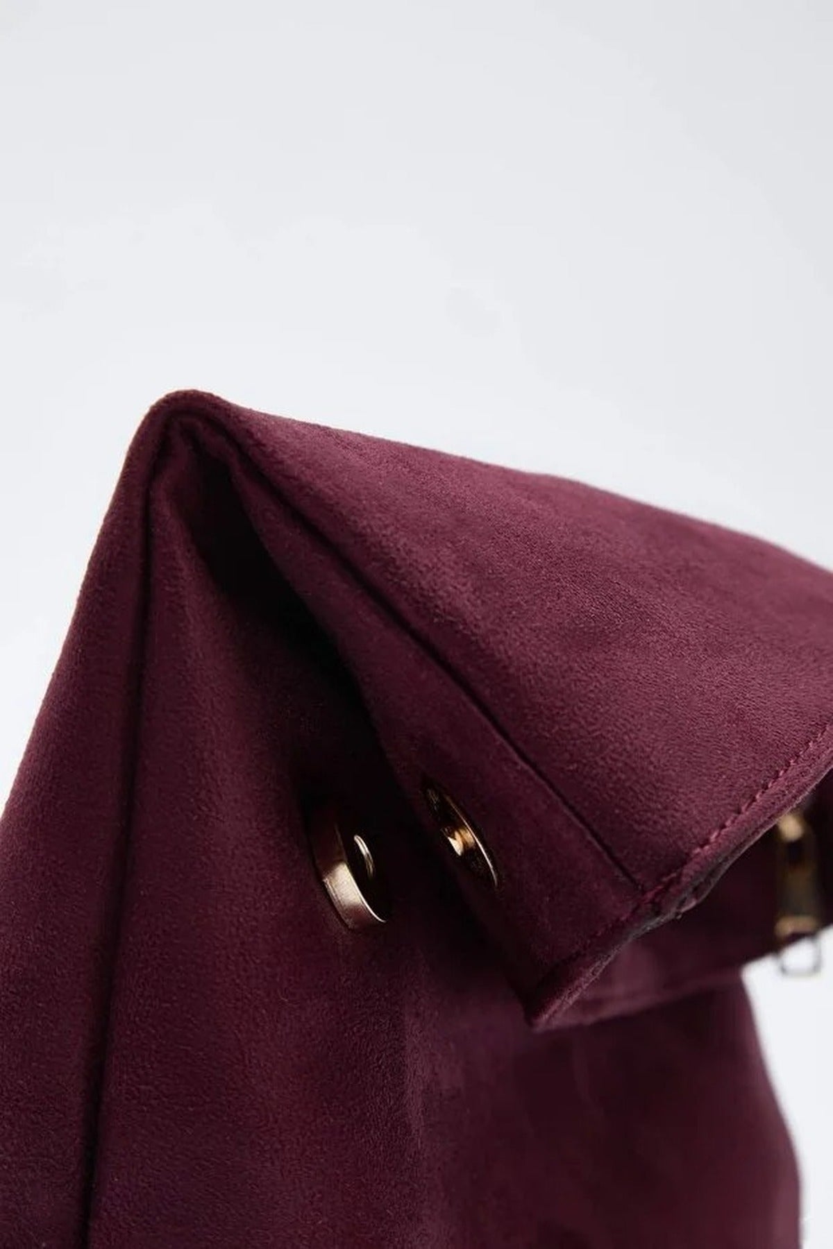 Burgundy WOVCOR Burgundy Soft Suede Foldover Clutch Bag, Image 3 of 4