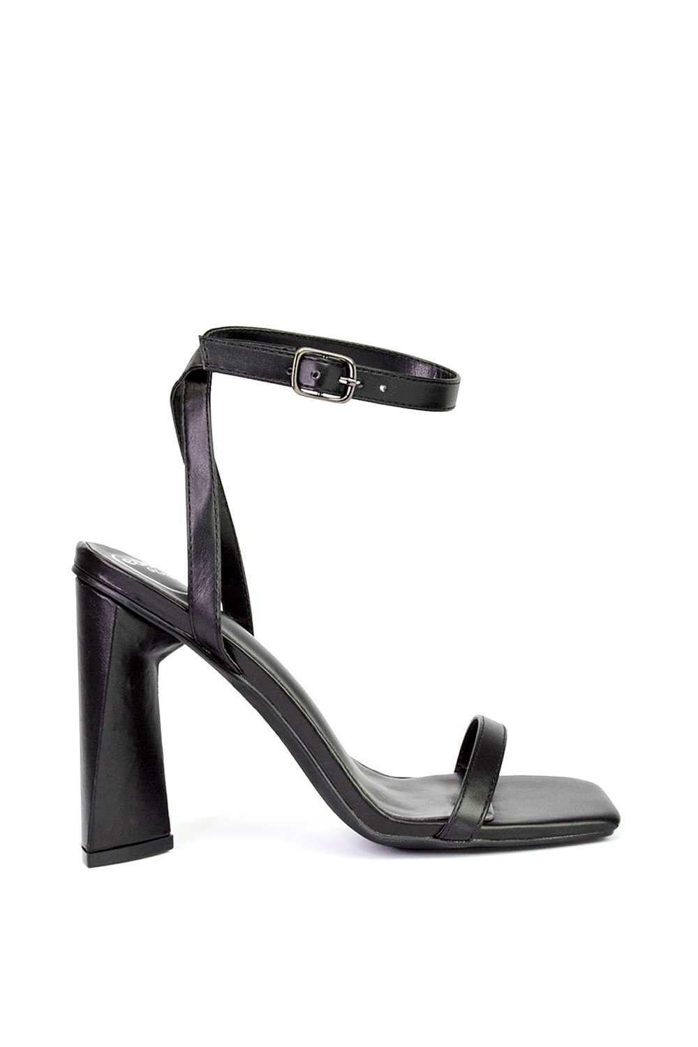 Black 'Max' Strappy Square Toe Sculptured Block High Heel Sandals