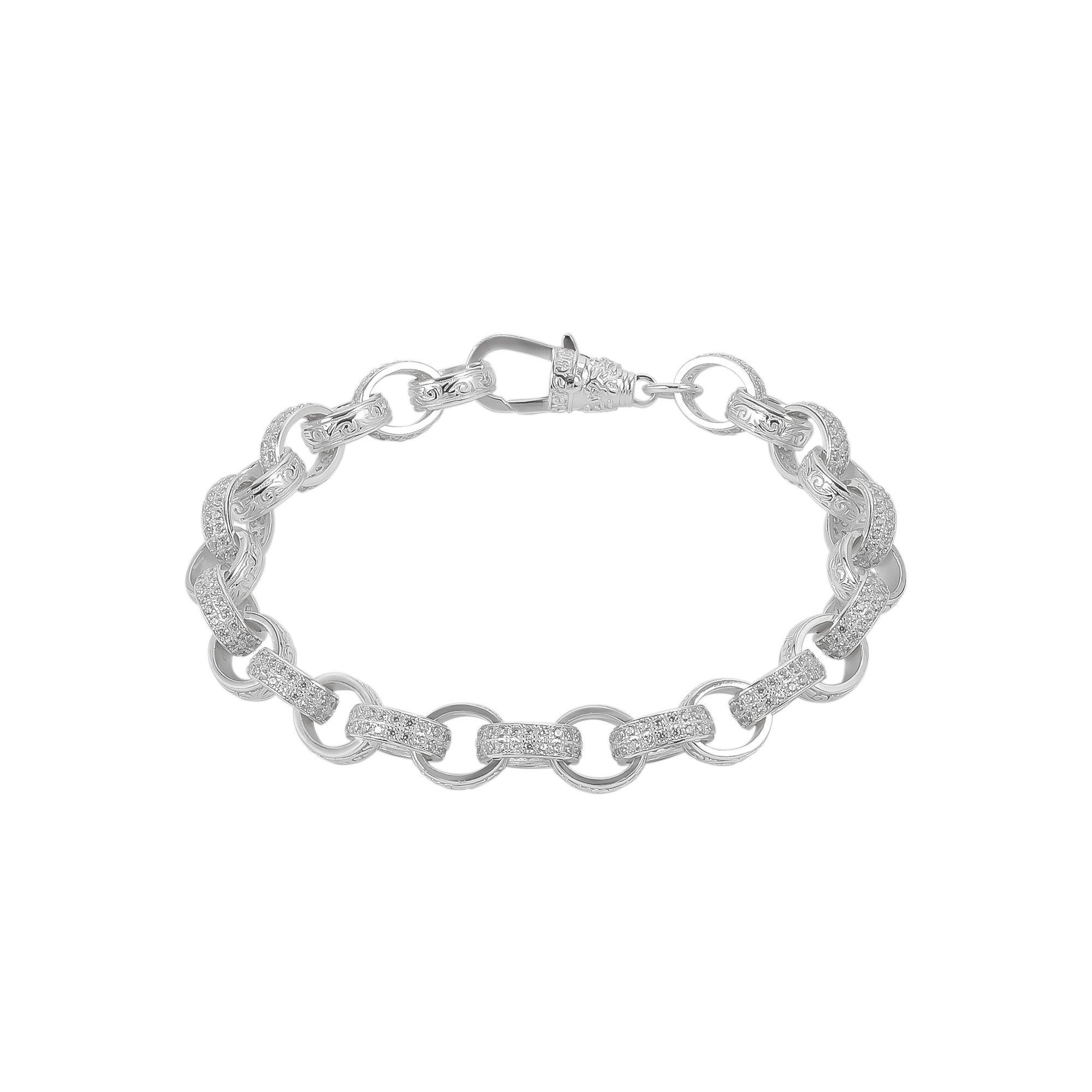Silver Sterling Silver Pave Bachelor's Large Belcher Chain Bracelet, Image 1 of 1