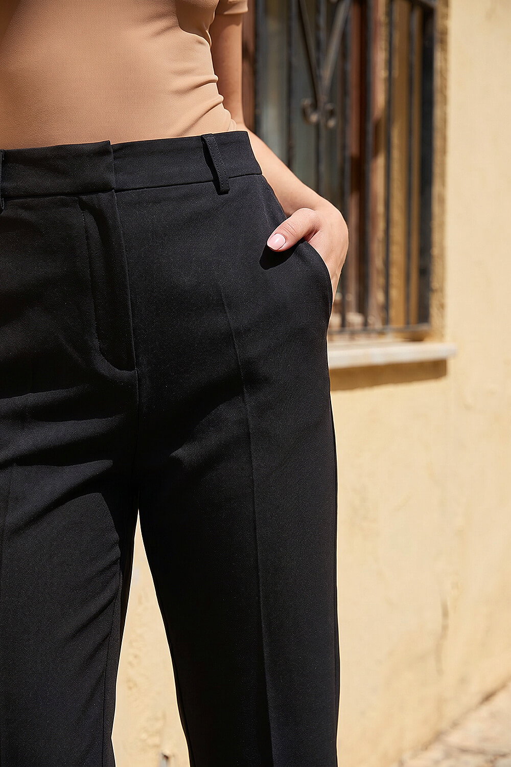 Black Short Slim Leg Trouser, Image 5 of 4