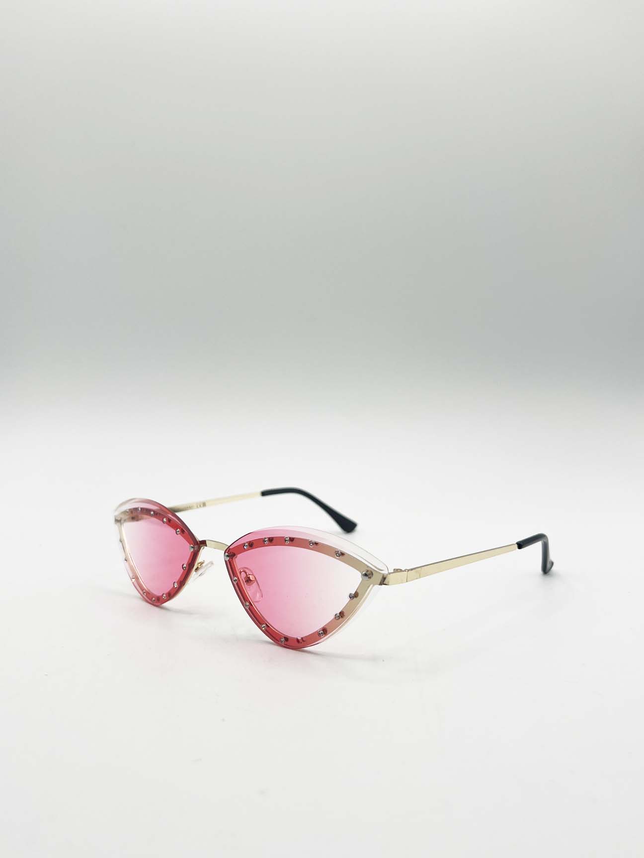 Pink Cat-Eye Sunglasses in Pink, Image 3 of 5