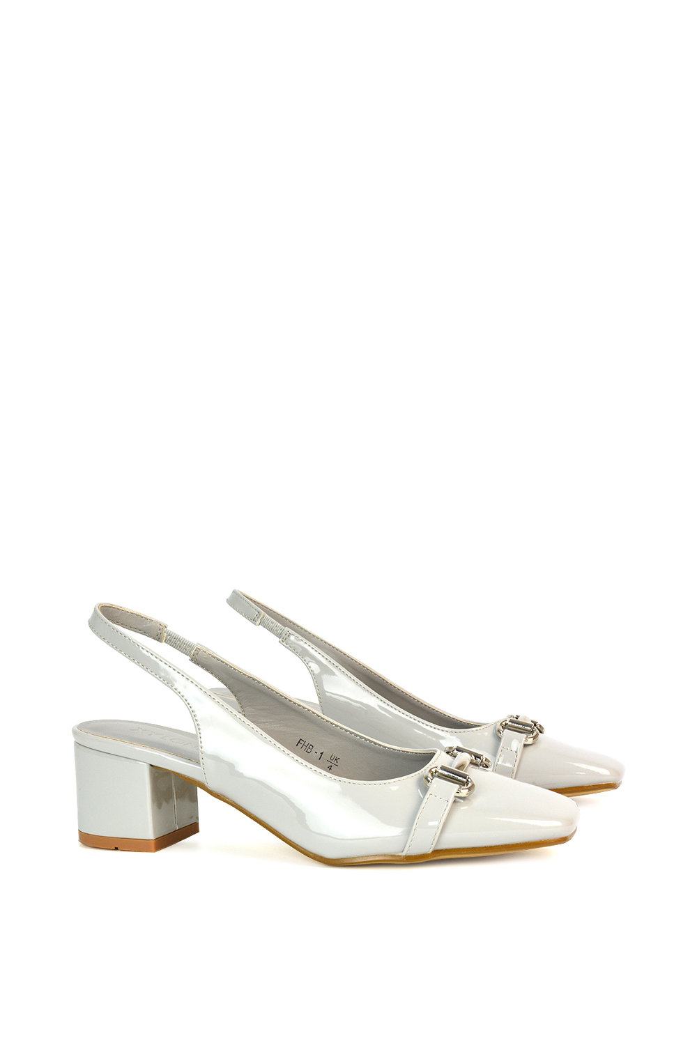 Light Grey XY LONDON Light Grey 'Selena' Slingback Mid Heels With Square Toe, Image 5 of 6