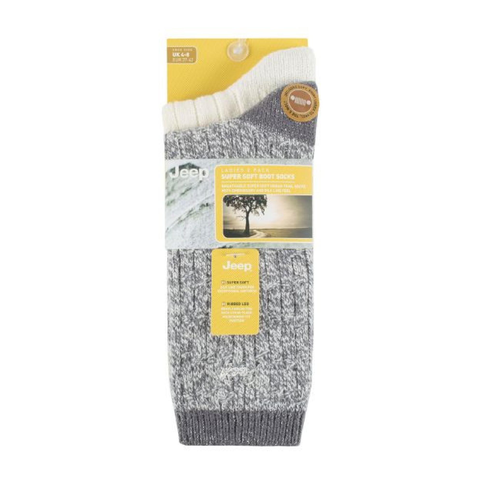Light Grey 2 Pack Supersoft Hiking Boot Socks, Image 5 of 5