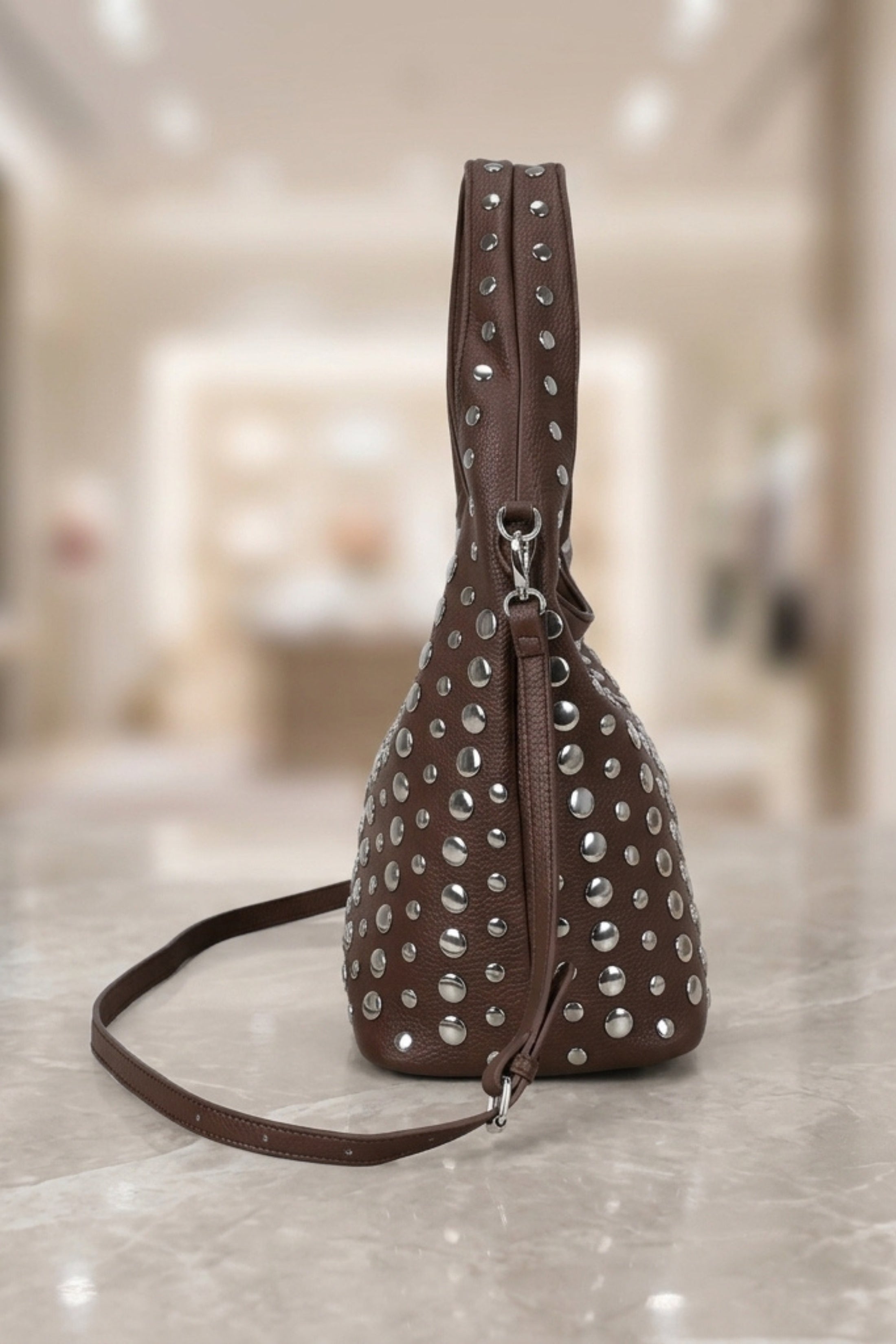 Brown Studded Shoulder Bag – Maiya, Image 2 of 2