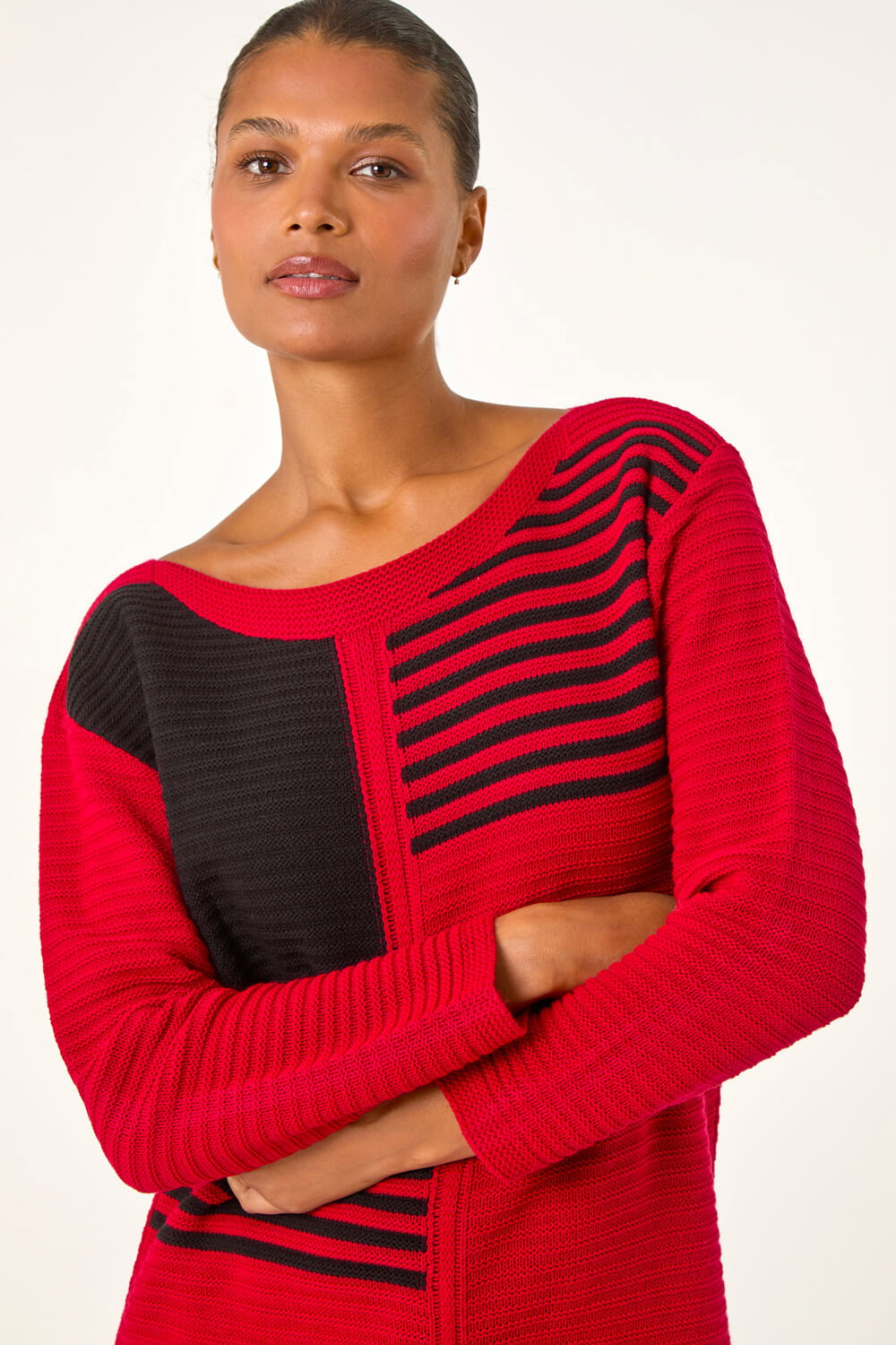 Red Stripe Colour Block Jumper, Image 1 of 5