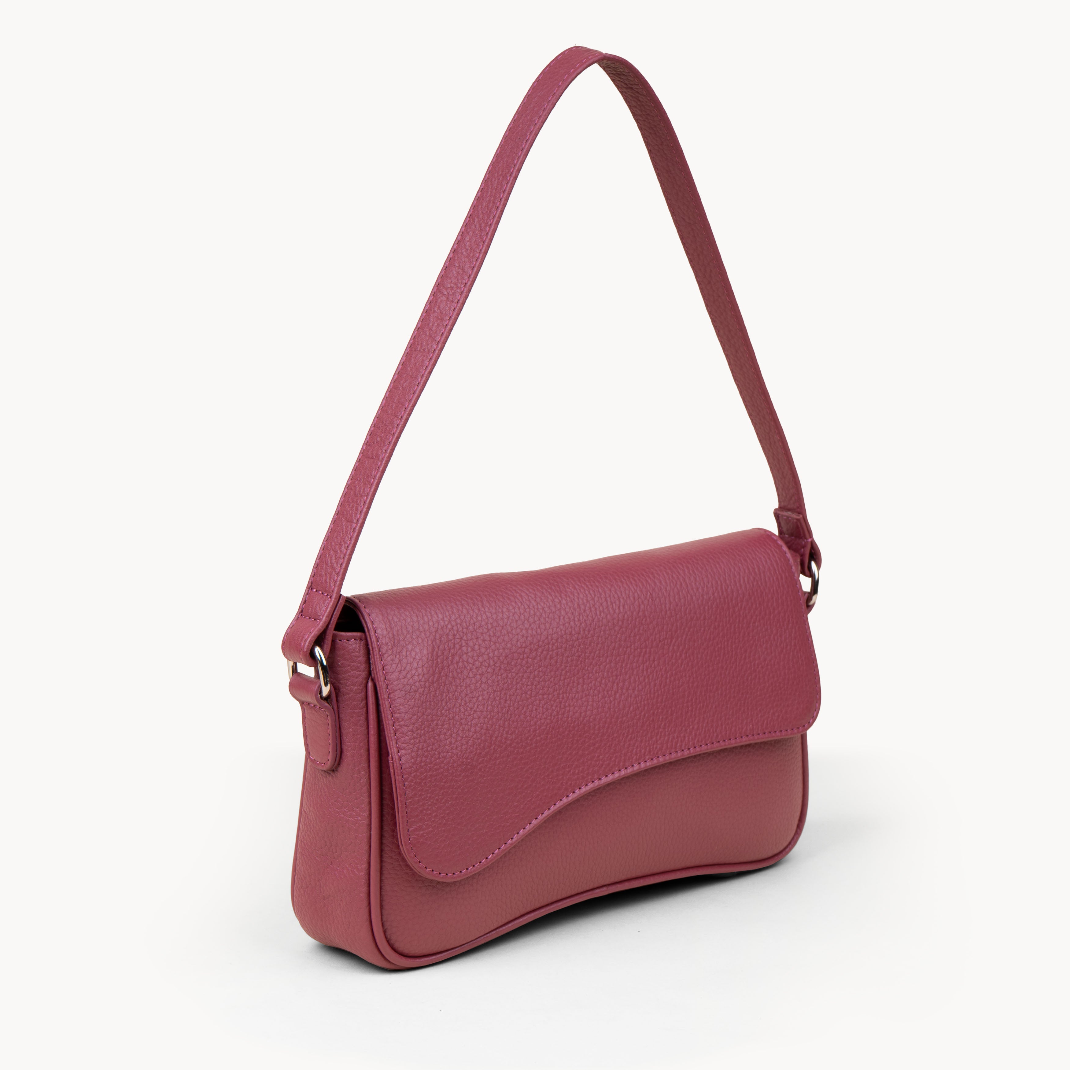 Pink 'BEVERLY' Pebble Grain Real Leather Shoulder Bag, Image 2 of 4