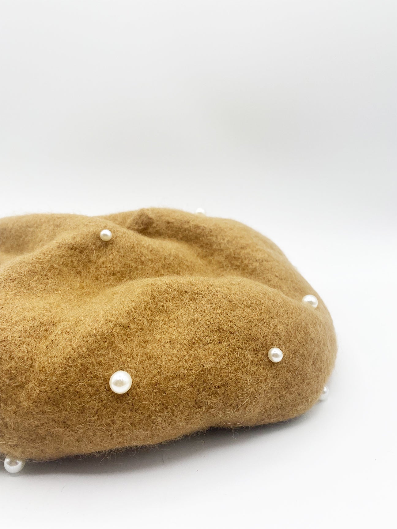 Dark Orange Faux Pearl Felt Beret, Image 4 of 7