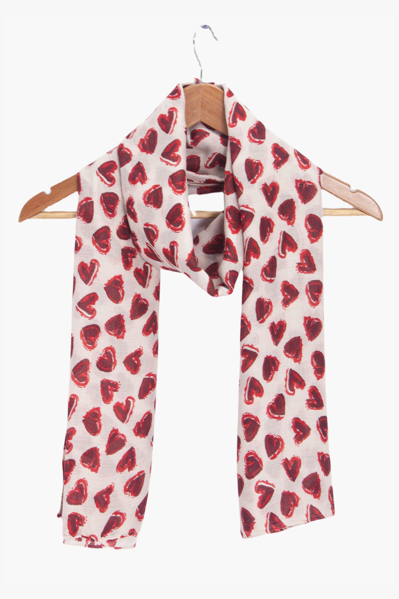 Cream Sketched Love Hearts Lightweight Scarf, Image 2 of 2