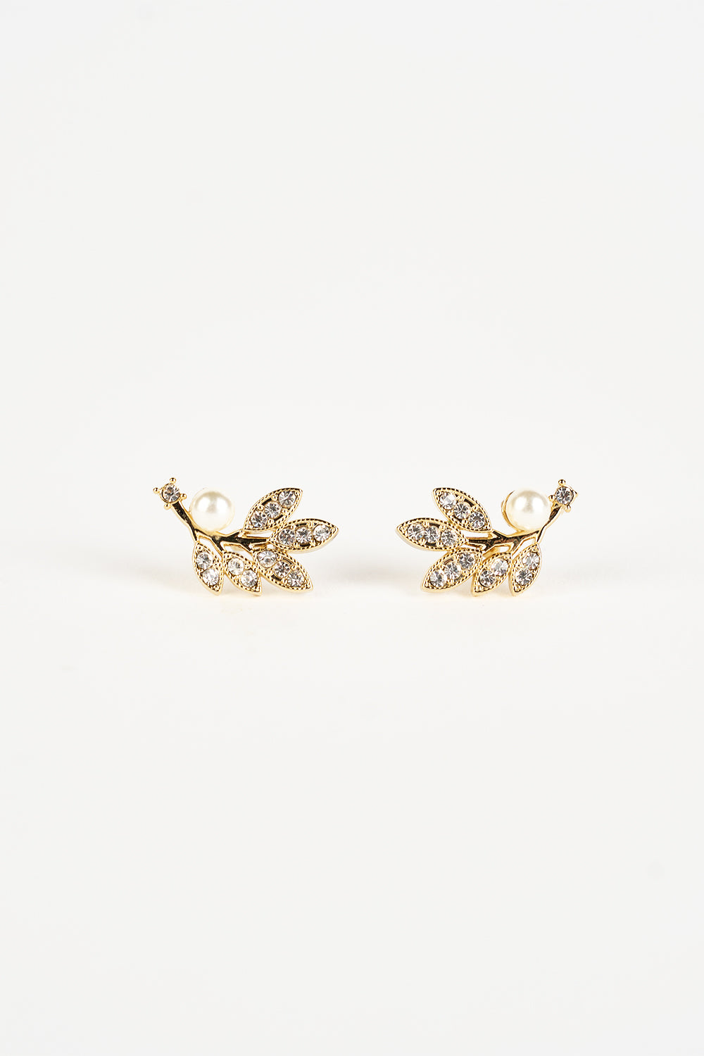 Gold Hanging Leaf with Pearl Earring in Gold - Gift Boxed, Image 2 of 4