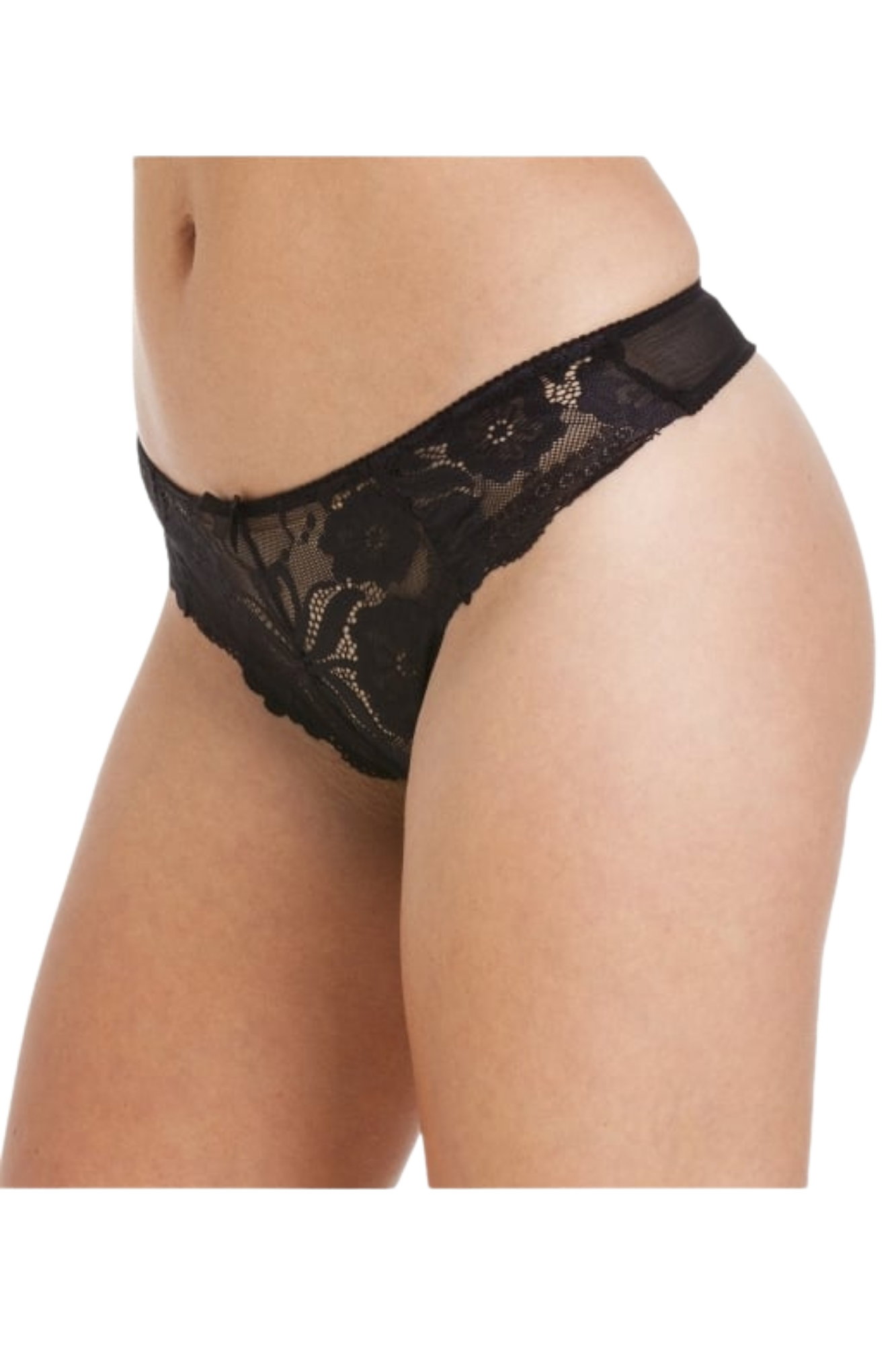 Black 2 Pack Floral Lace Thong, Image 4 of 4