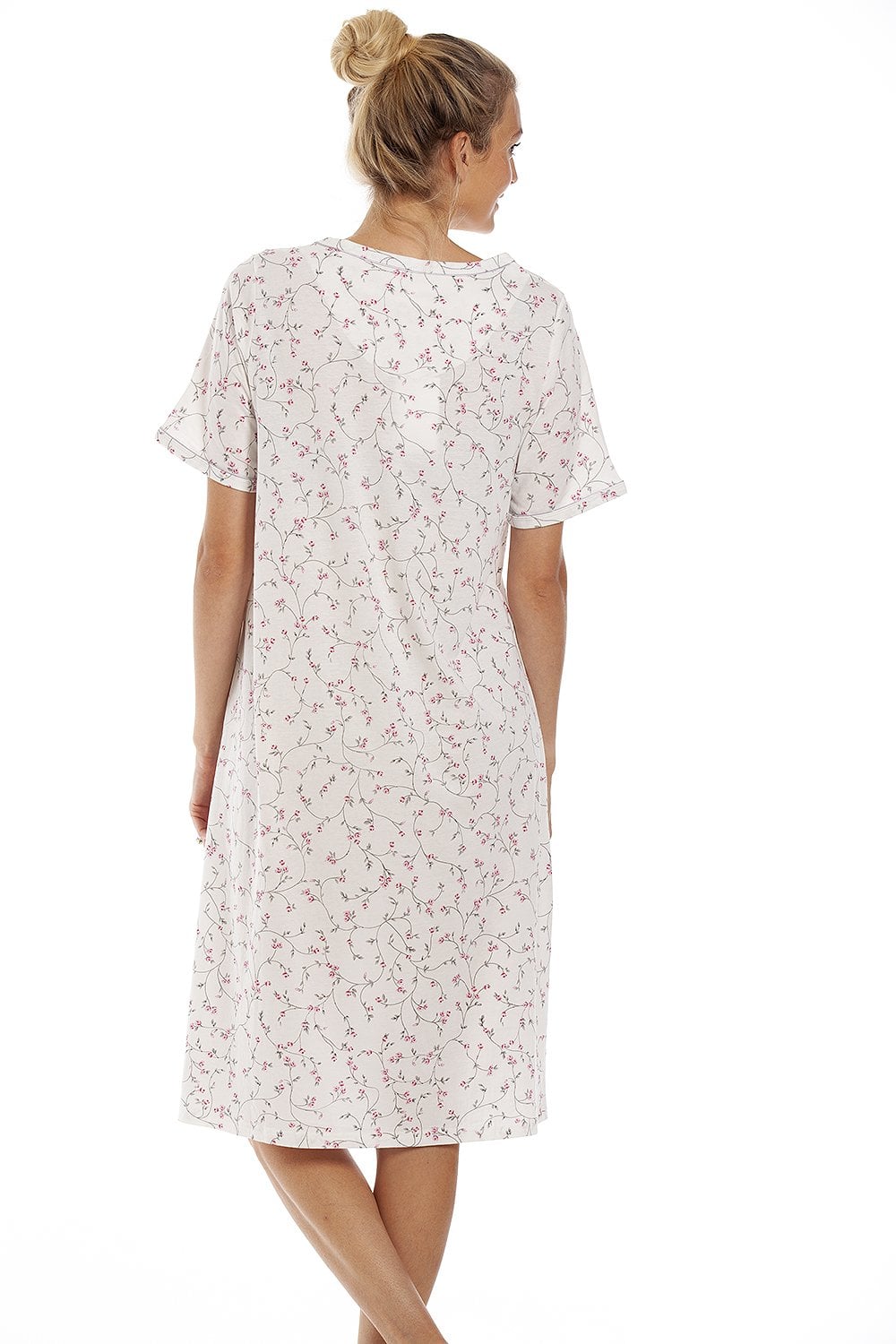 Pink Floral Print Nightdress, Image 3 of 5