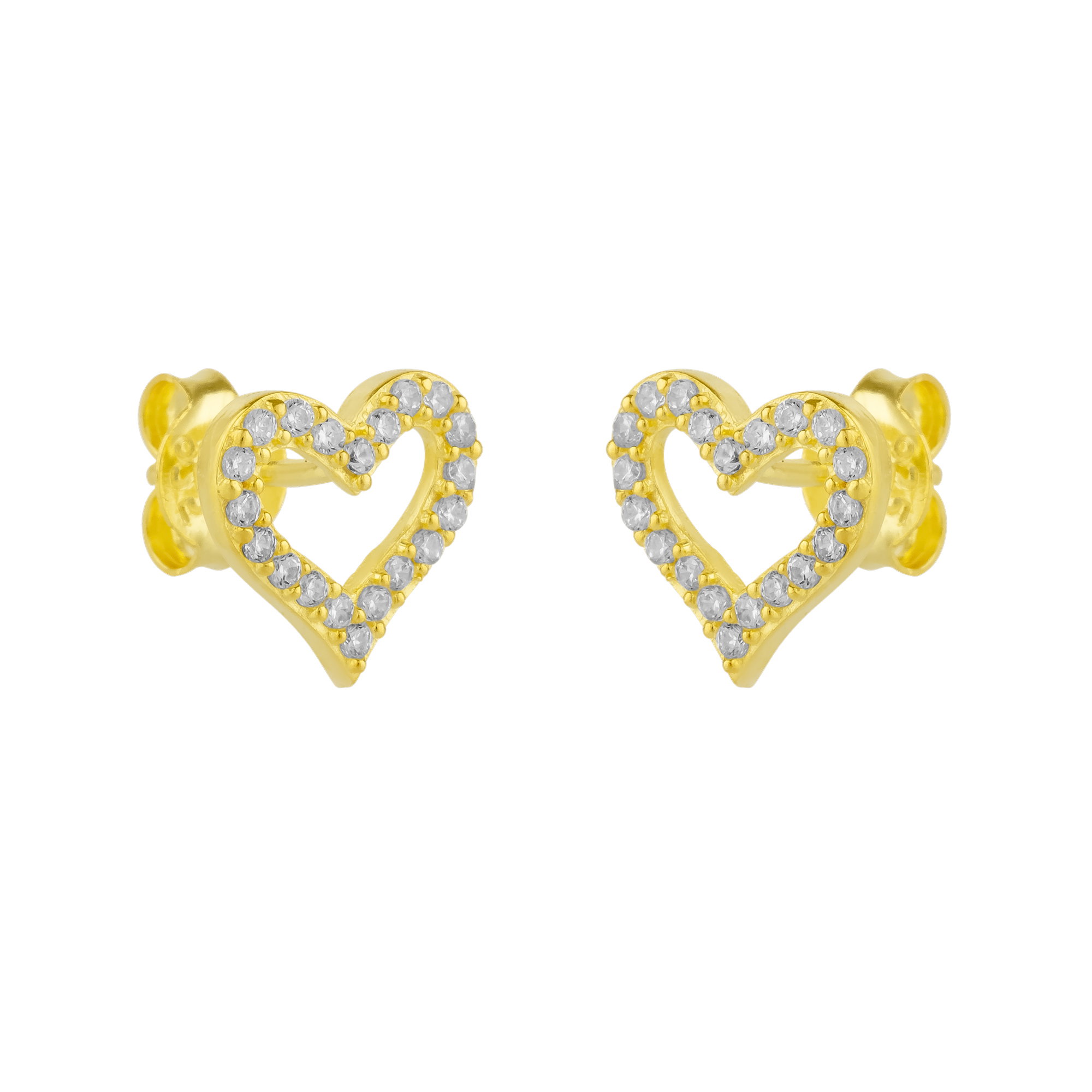 Gold Heart Sterling Silver Stud Earrings, Image 1 of 1