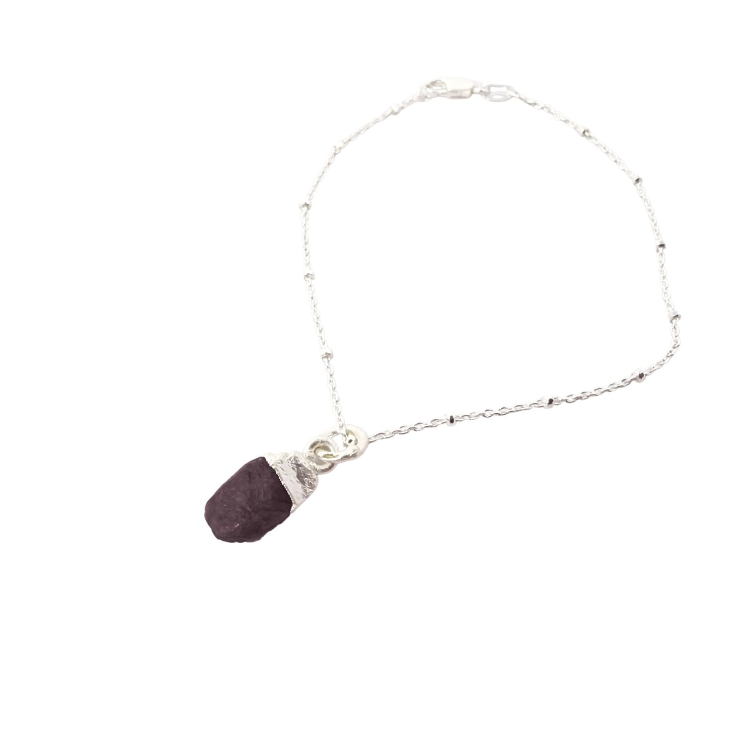 Silver Raw Garnet January Birthstone Silver Charm Bracelet, Image 1 of 1