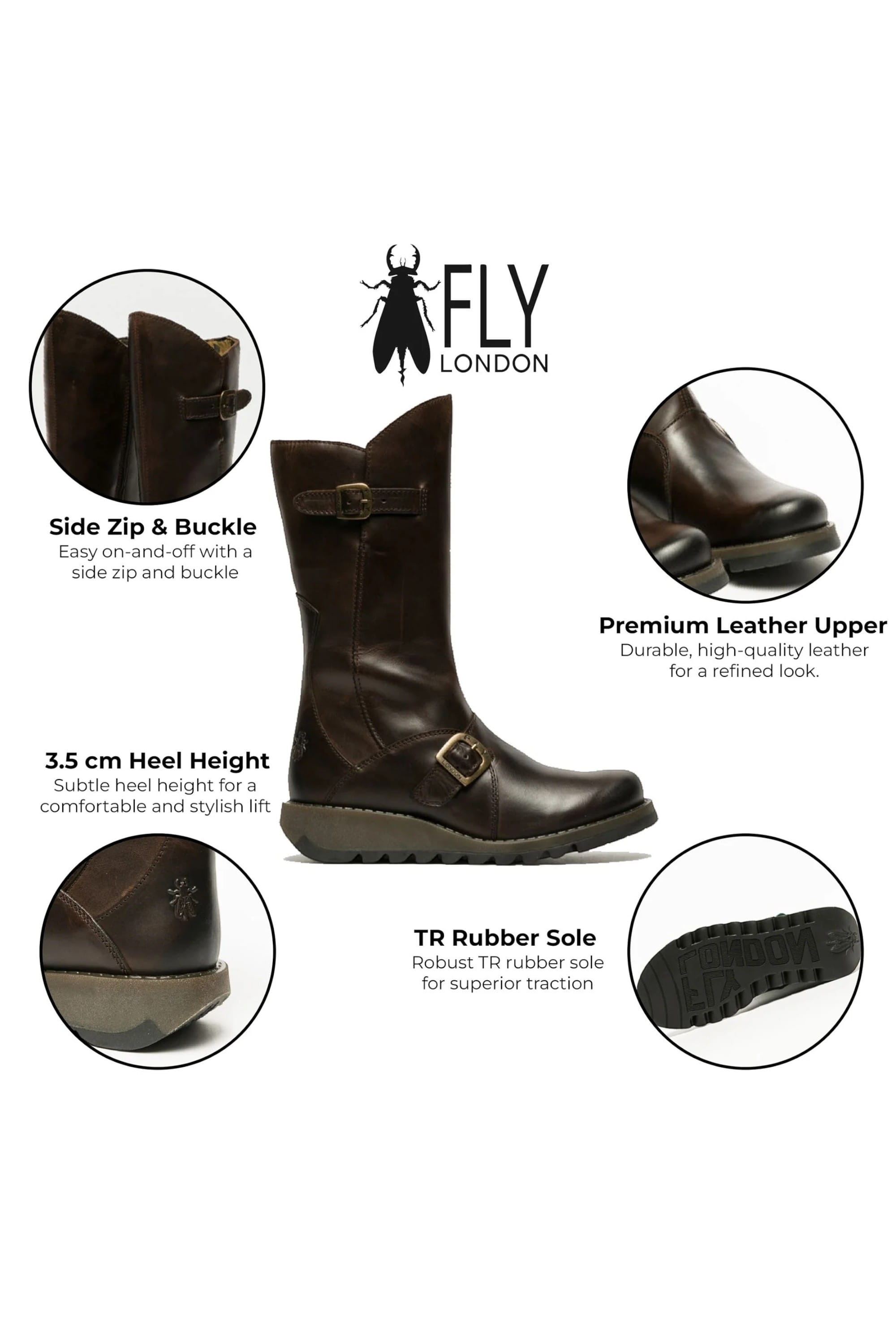 Brown Womens Mid-Calf Platform Boots-MES2913, Image 3 of 8