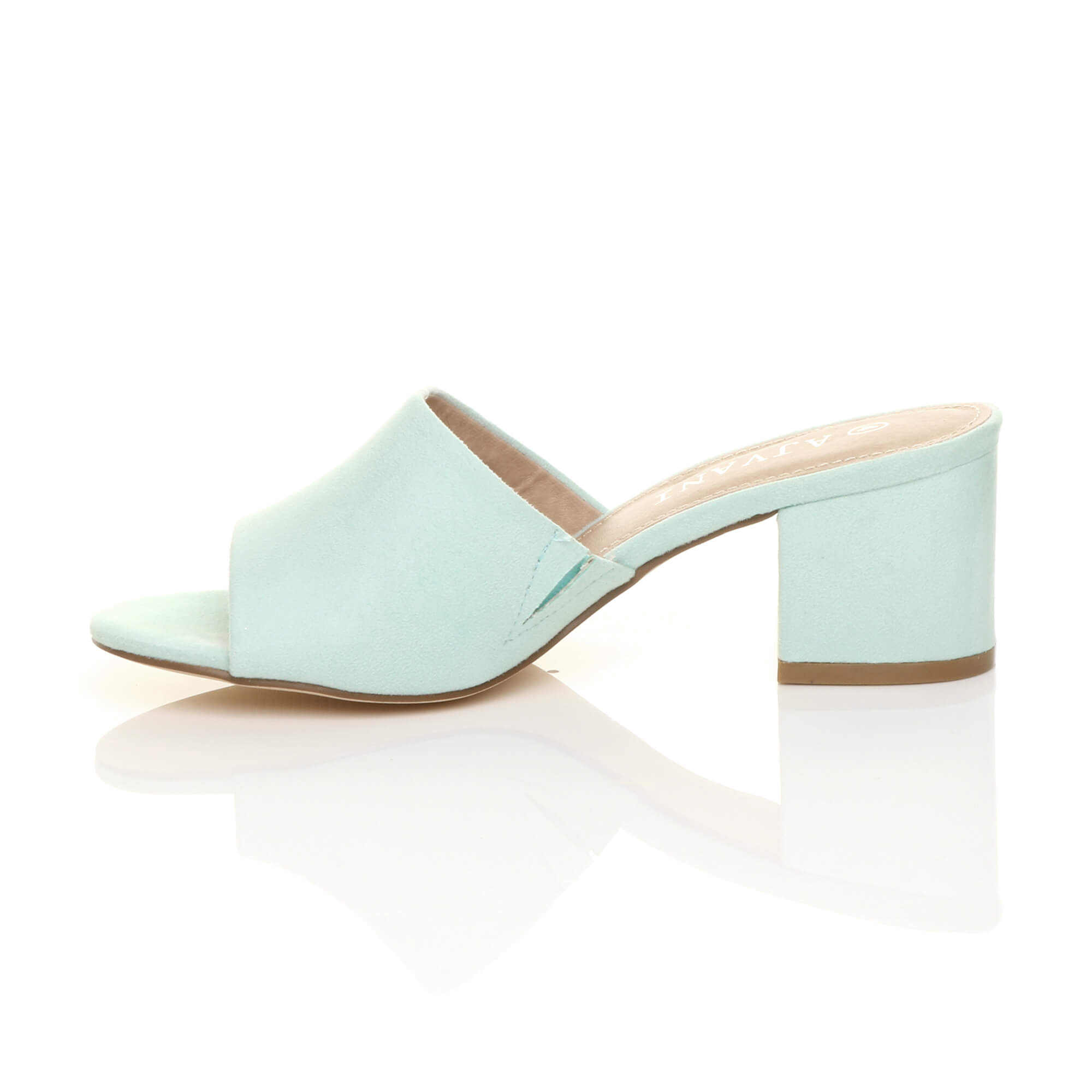 Mint AJVANI Mint Mid Block Heel Peep Toe Mules Sandals, Image 3 of 6