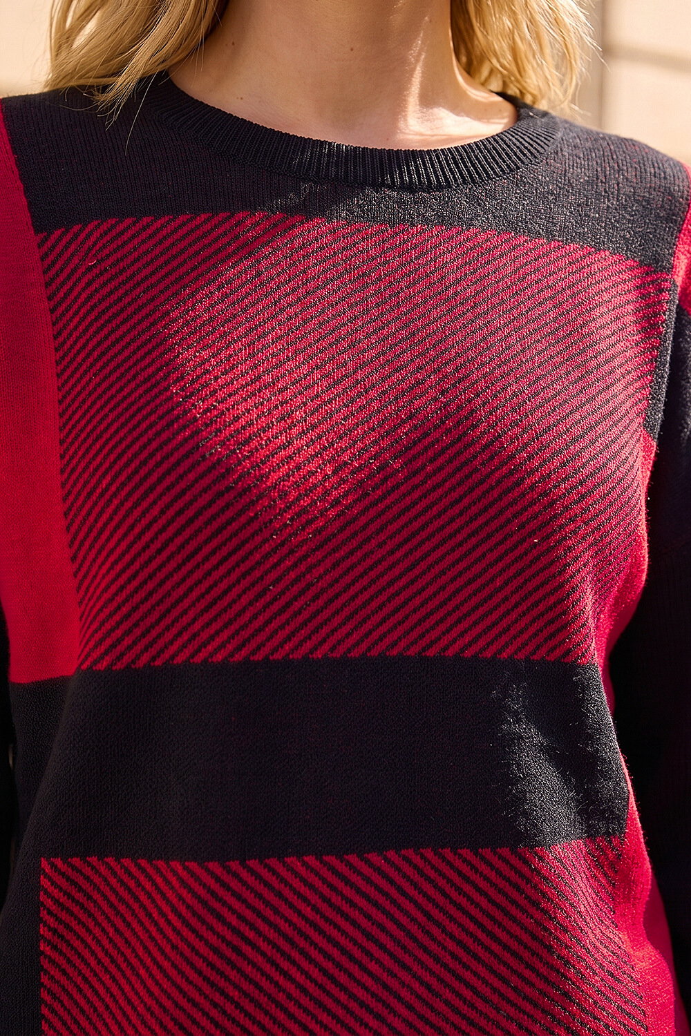 Red Colour Block Knit Jumper, Image 5 of 4