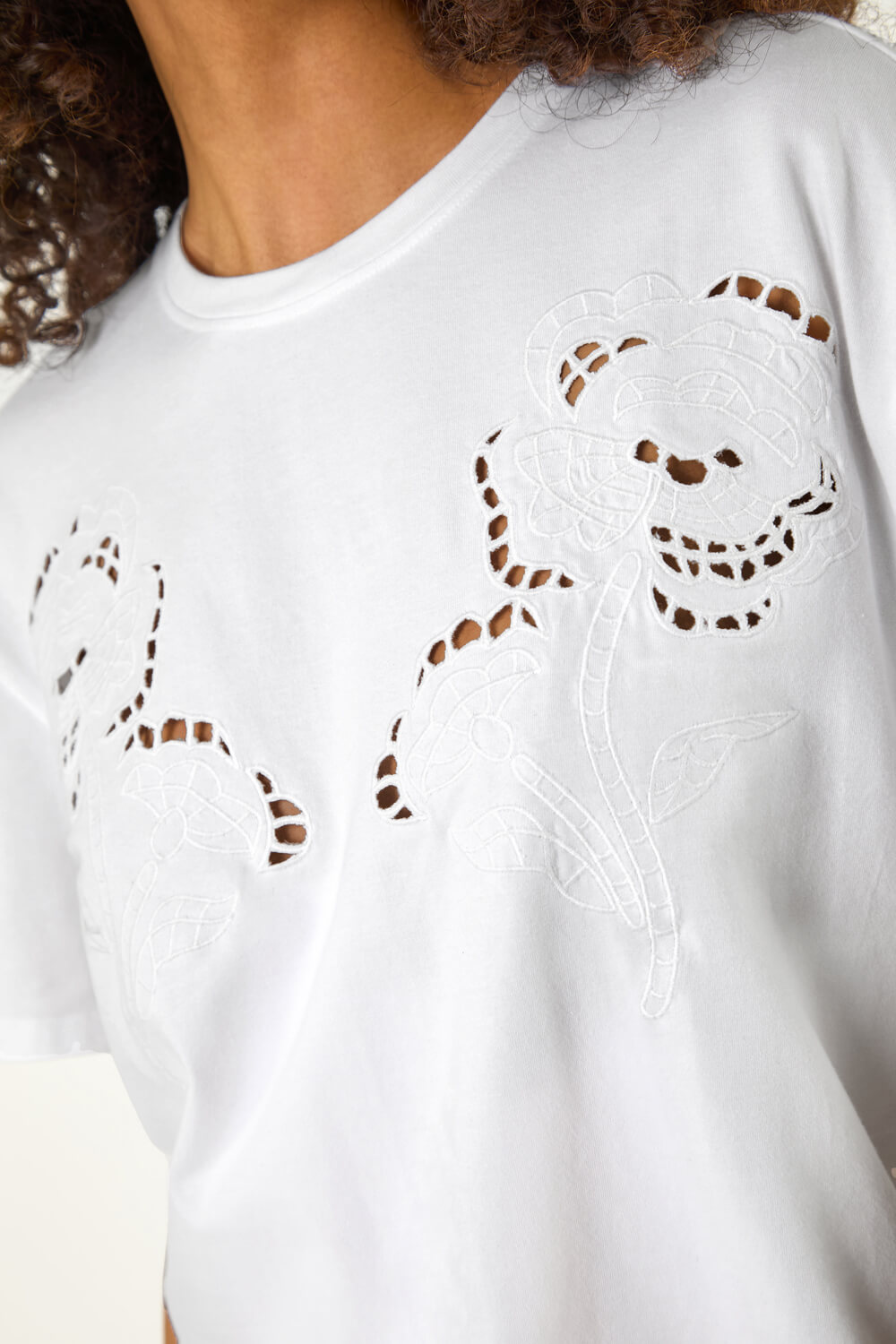 White Dusk Floral Cut Out T-Shirt, Image 6 of 5