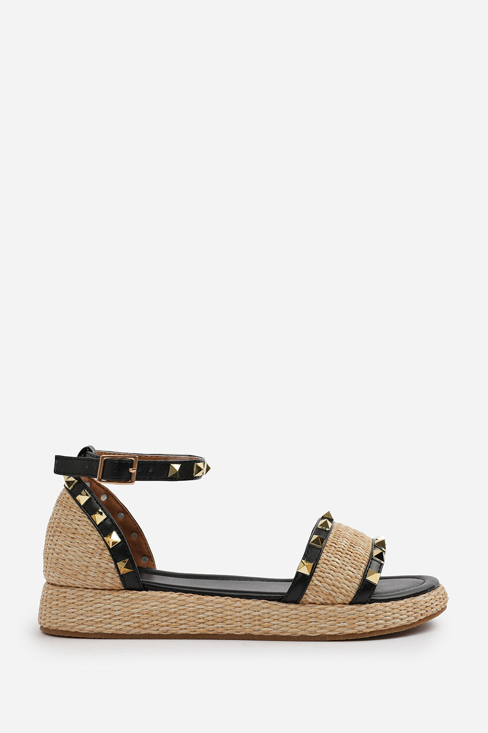 Black 'Katara' Studded Gladiator Braided Strap, Image 2 of 6