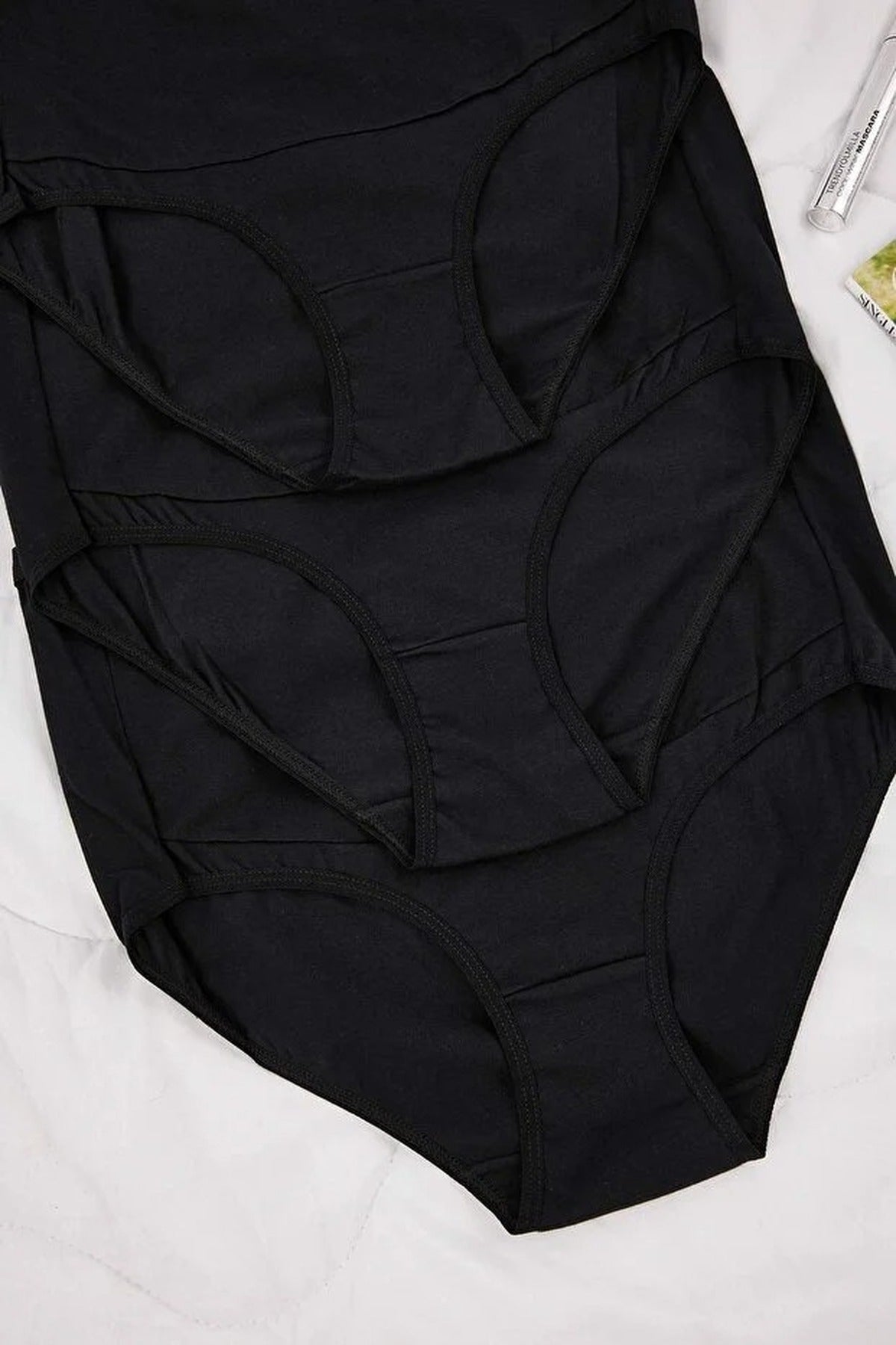 Black WOVCOR Black 3 Pack High Waist Knitted Maternity Briefs Multipack, Image 2 of 2