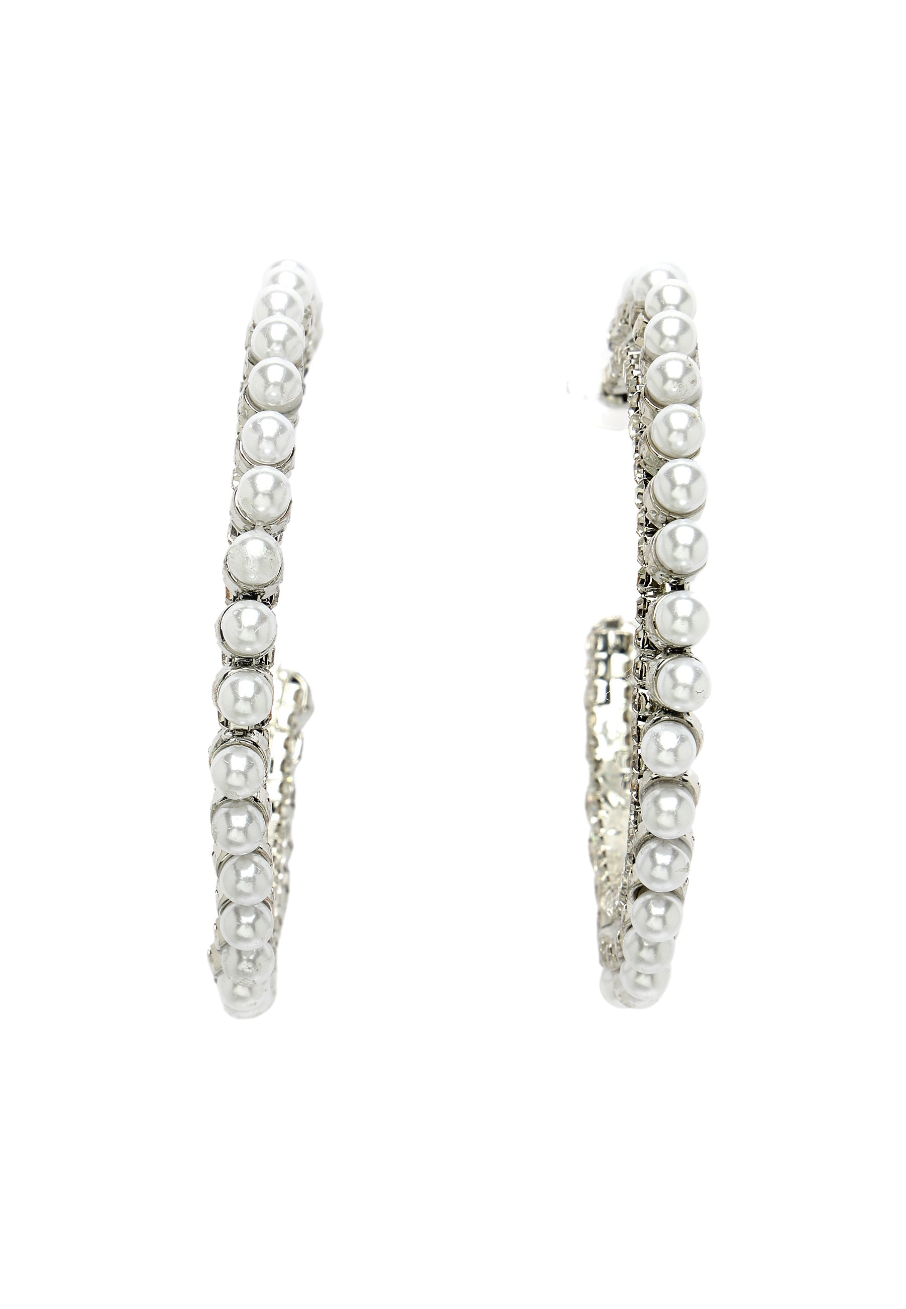 White Diva Collection C-Shaped Hoop Earrings