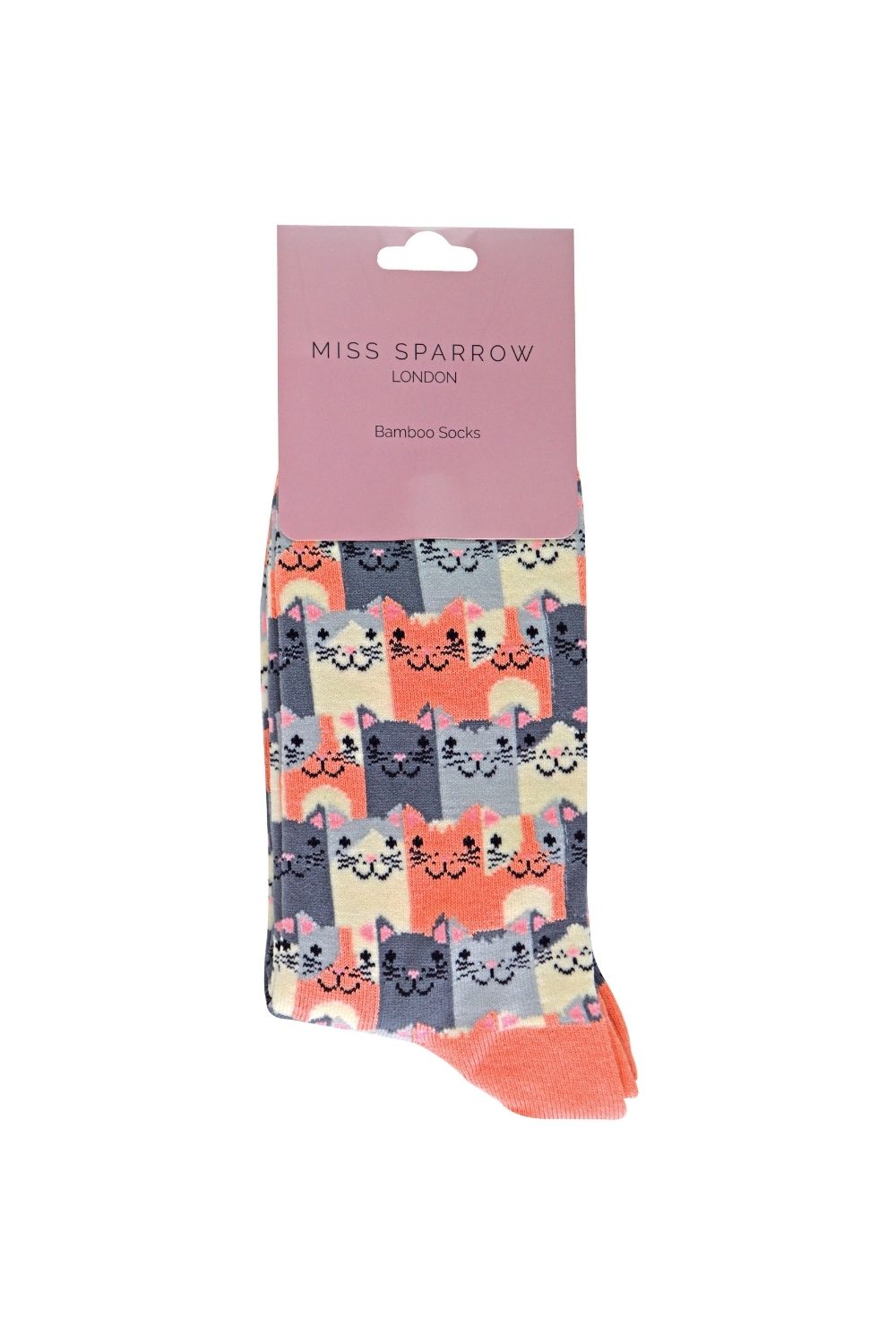 Pink Novelty Cat Bamboo Socks, Image 2 of 3