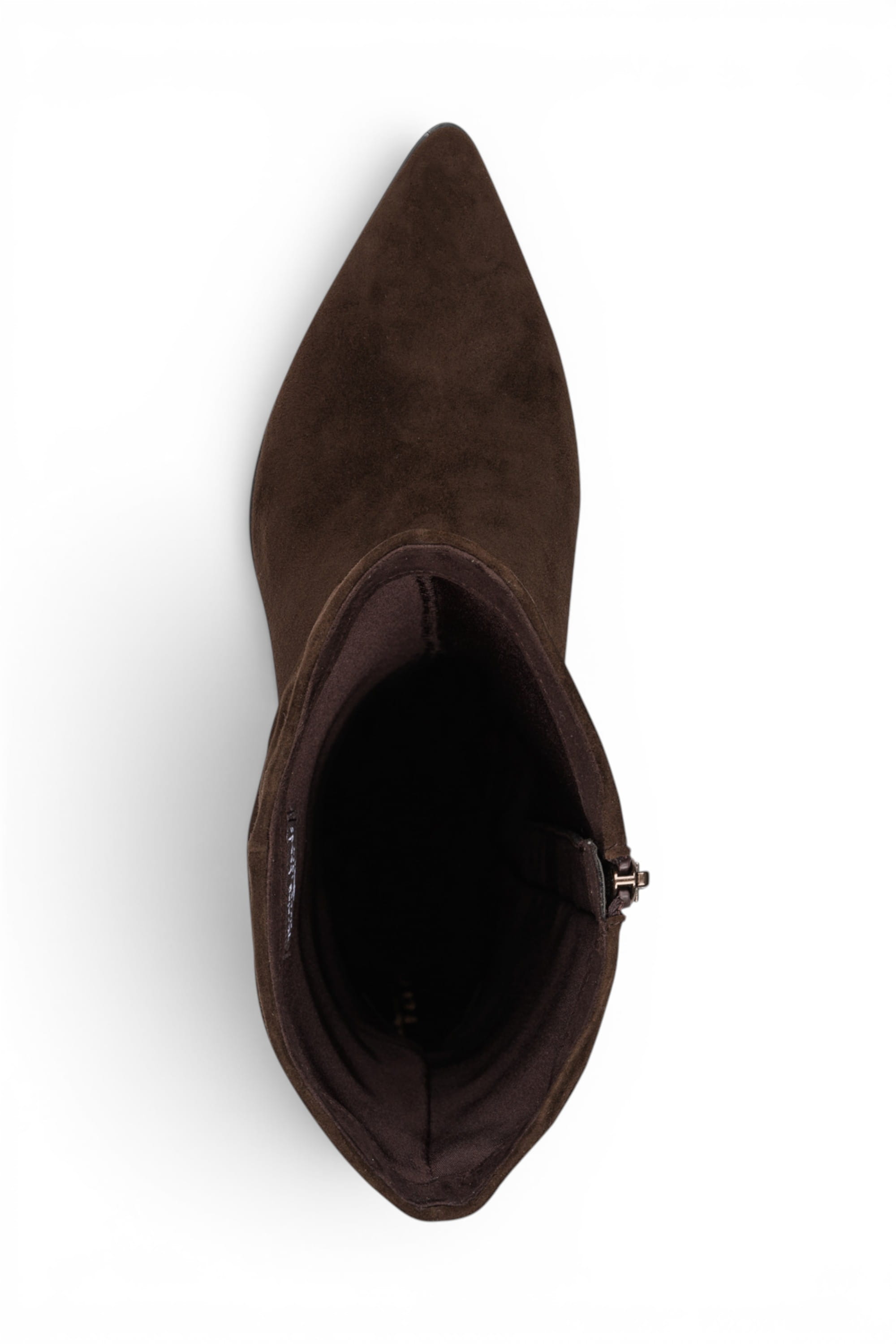 Dark Brown Suede Mid-Calf Heeled Long Boots, Image 7 of 8