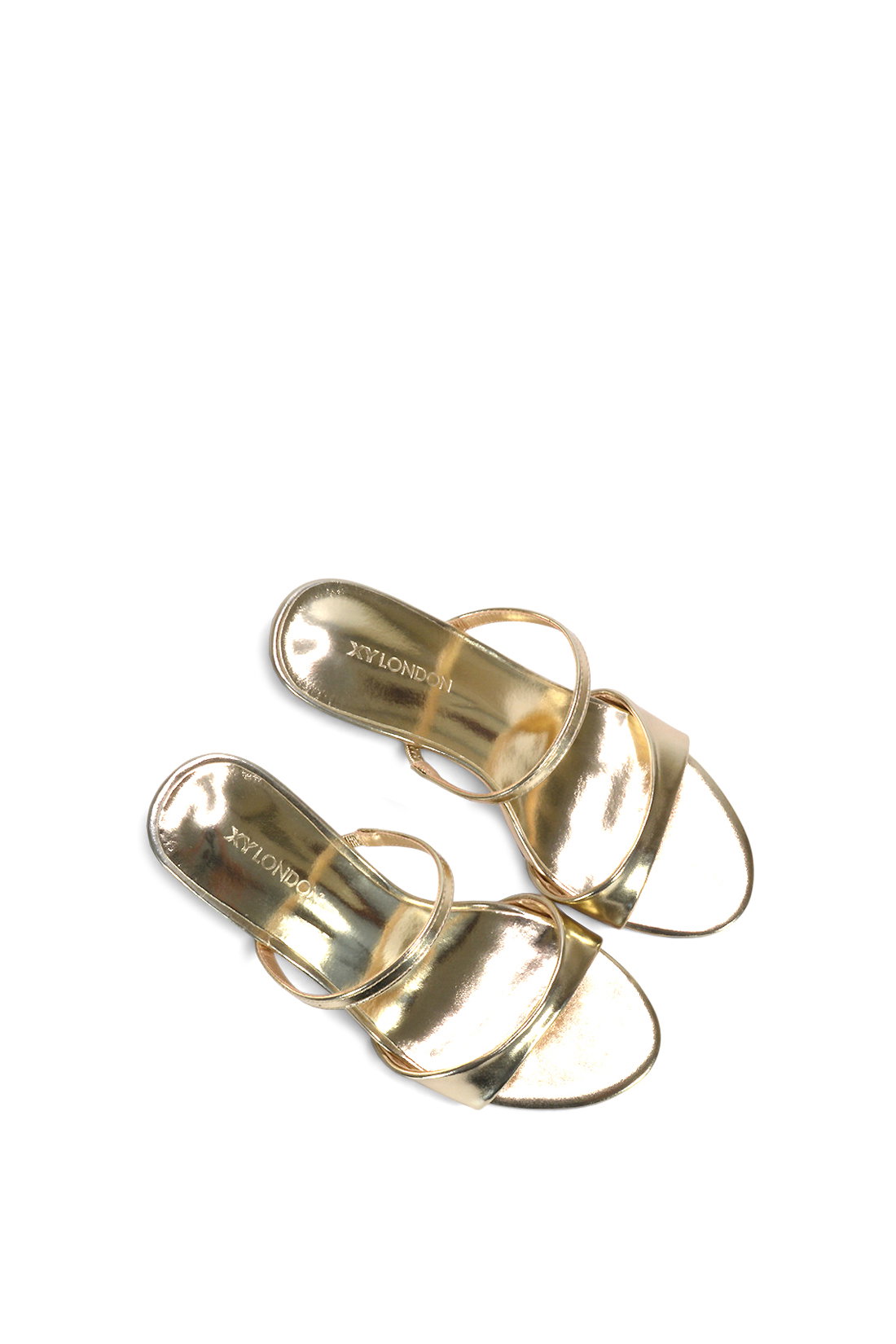 Gold 'Kay' Slip On Stiletto Heel Mules With Open Toe, Image 6 of 6
