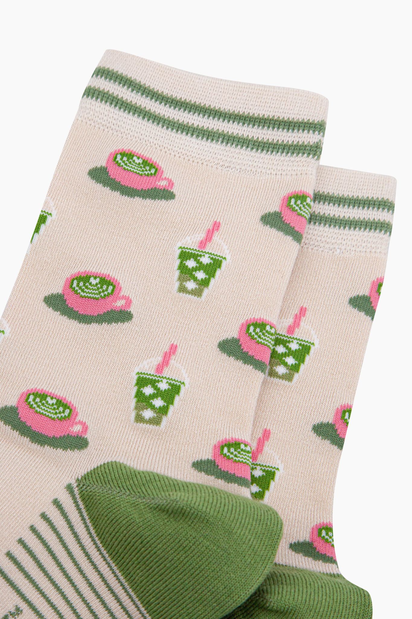Cream Matcha Tea Bamboo Socks in Cream, Image 2 of 4