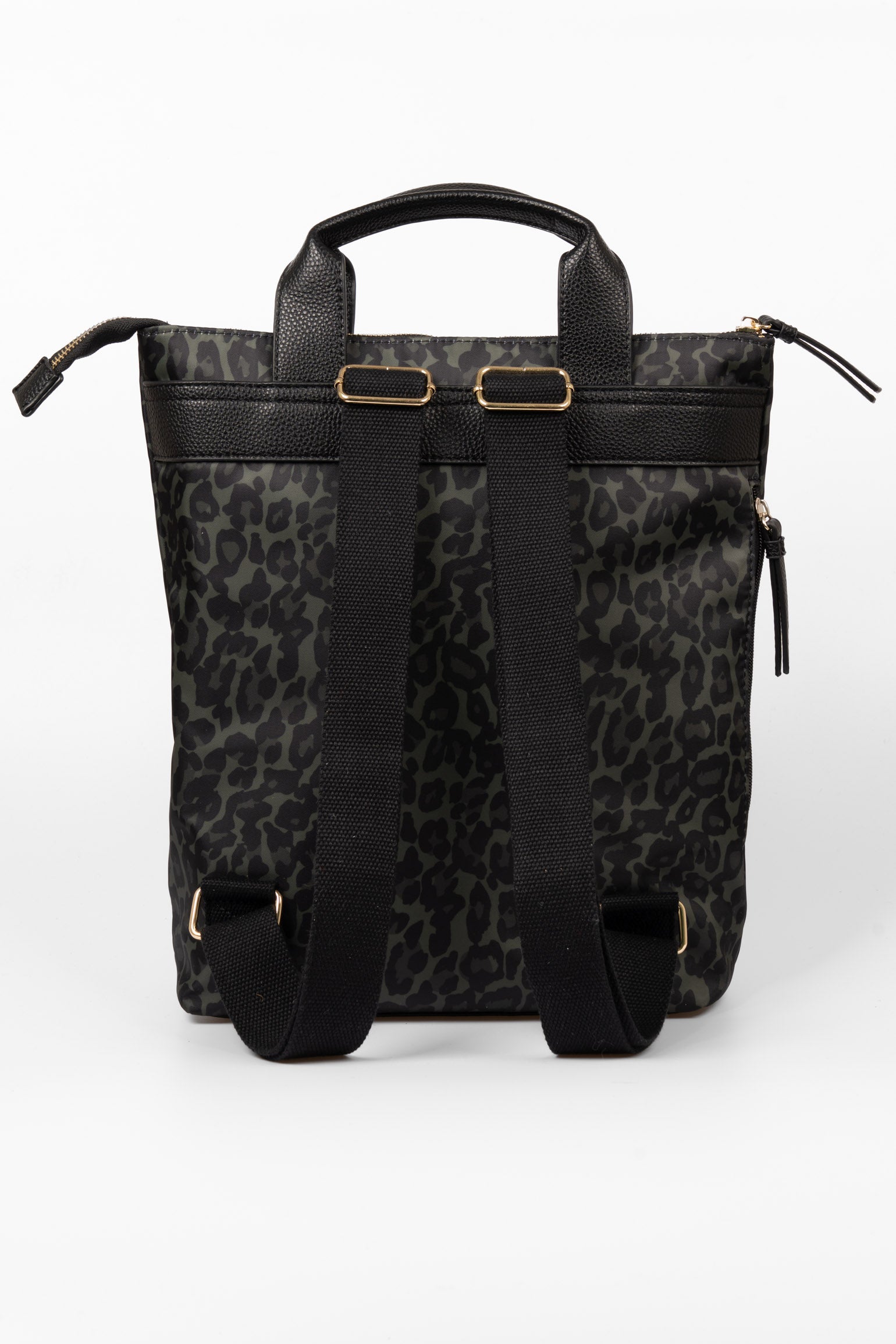 Khaki Leopard Top Handle Foldable Backpack, Image 2 of 4