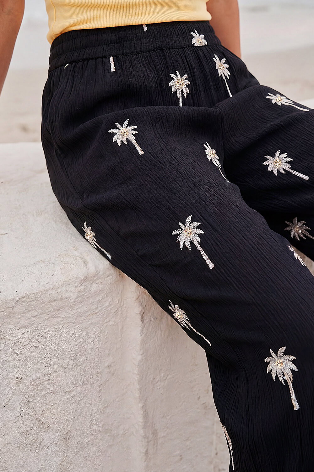 Black Sequin Palm Tree Trouser, Image 5 of 4