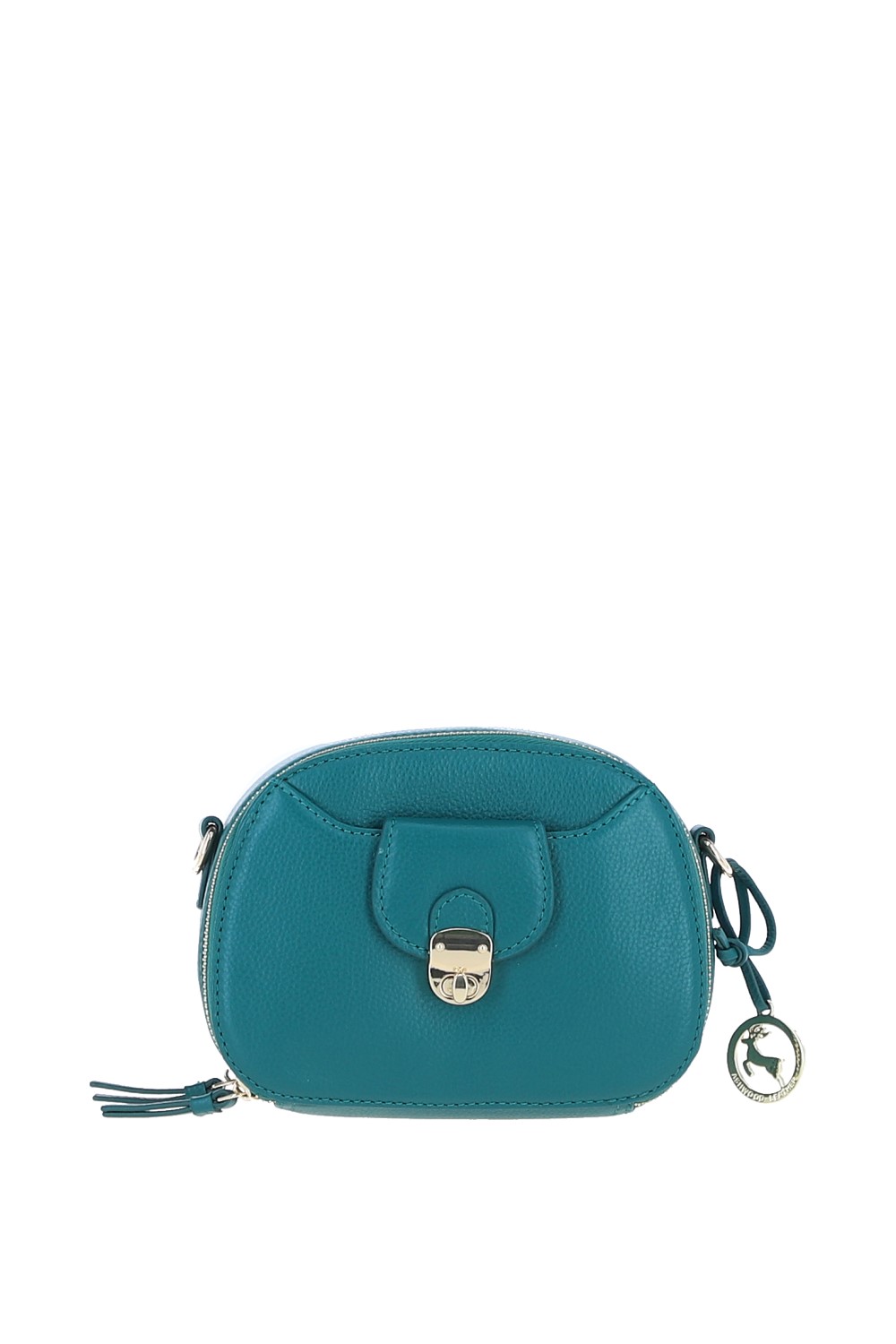 Green Real Leather Compact Crossbody Bag with Adjustable Strap, Image 1 of 4