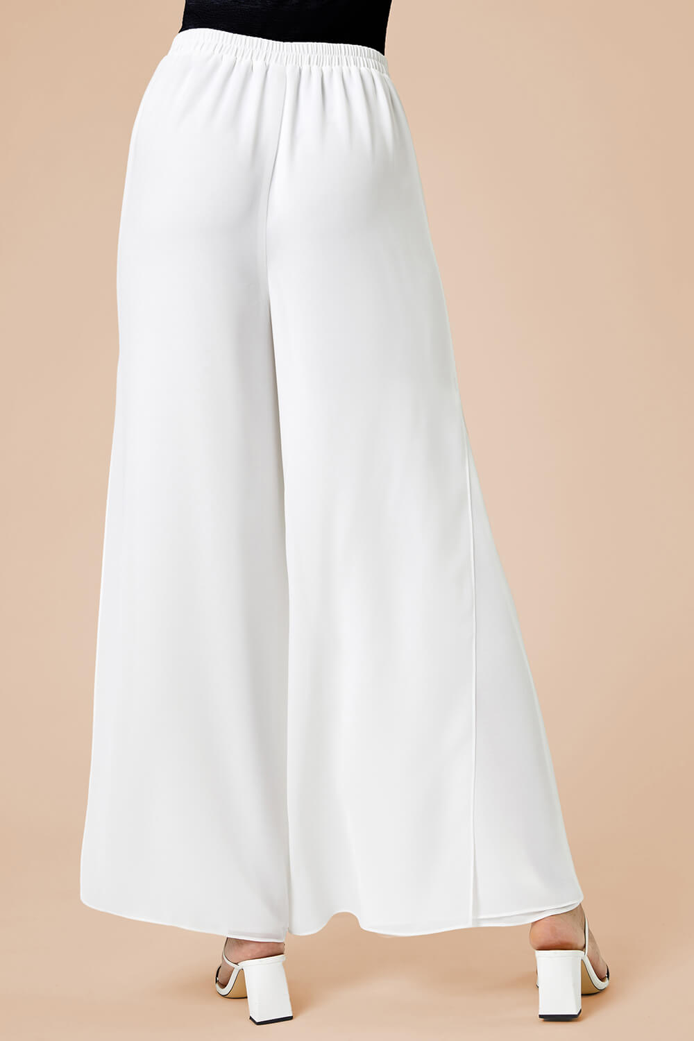 Ivory  Wide Leg Side Split Trousers, Image 4 of 5