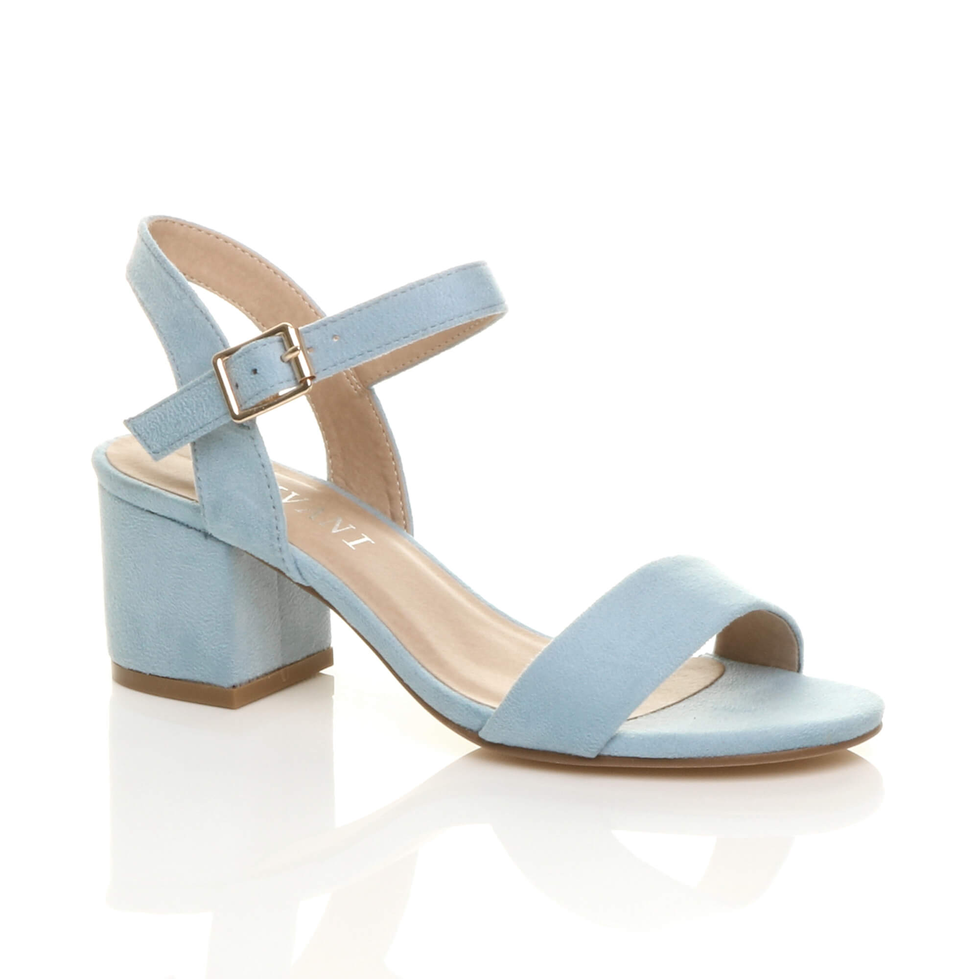 Purple Mid Block Heel Strappy Sandals