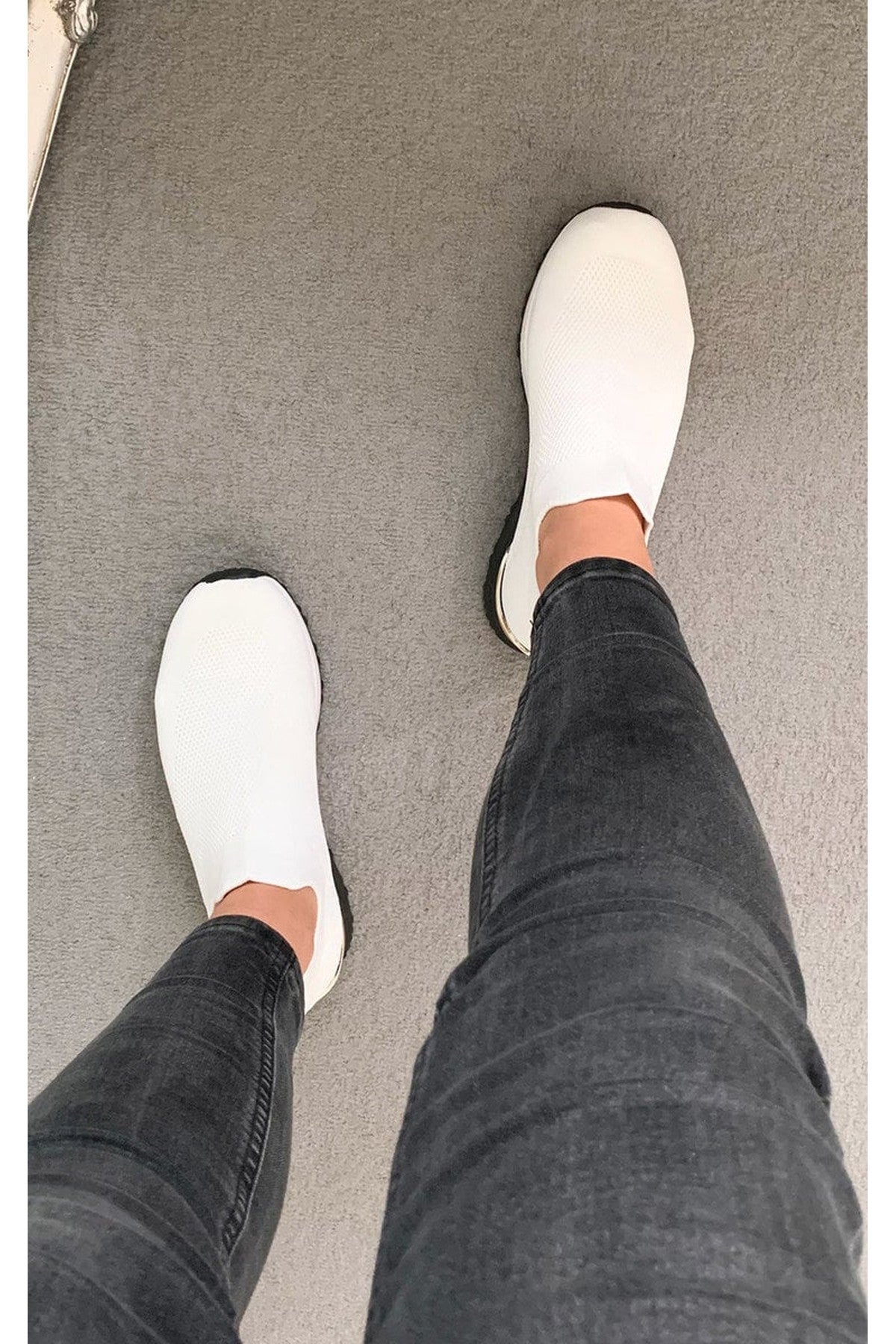 White iKrush White Jessi Slip On Sock Wedge Trainers, Image 2 of 8