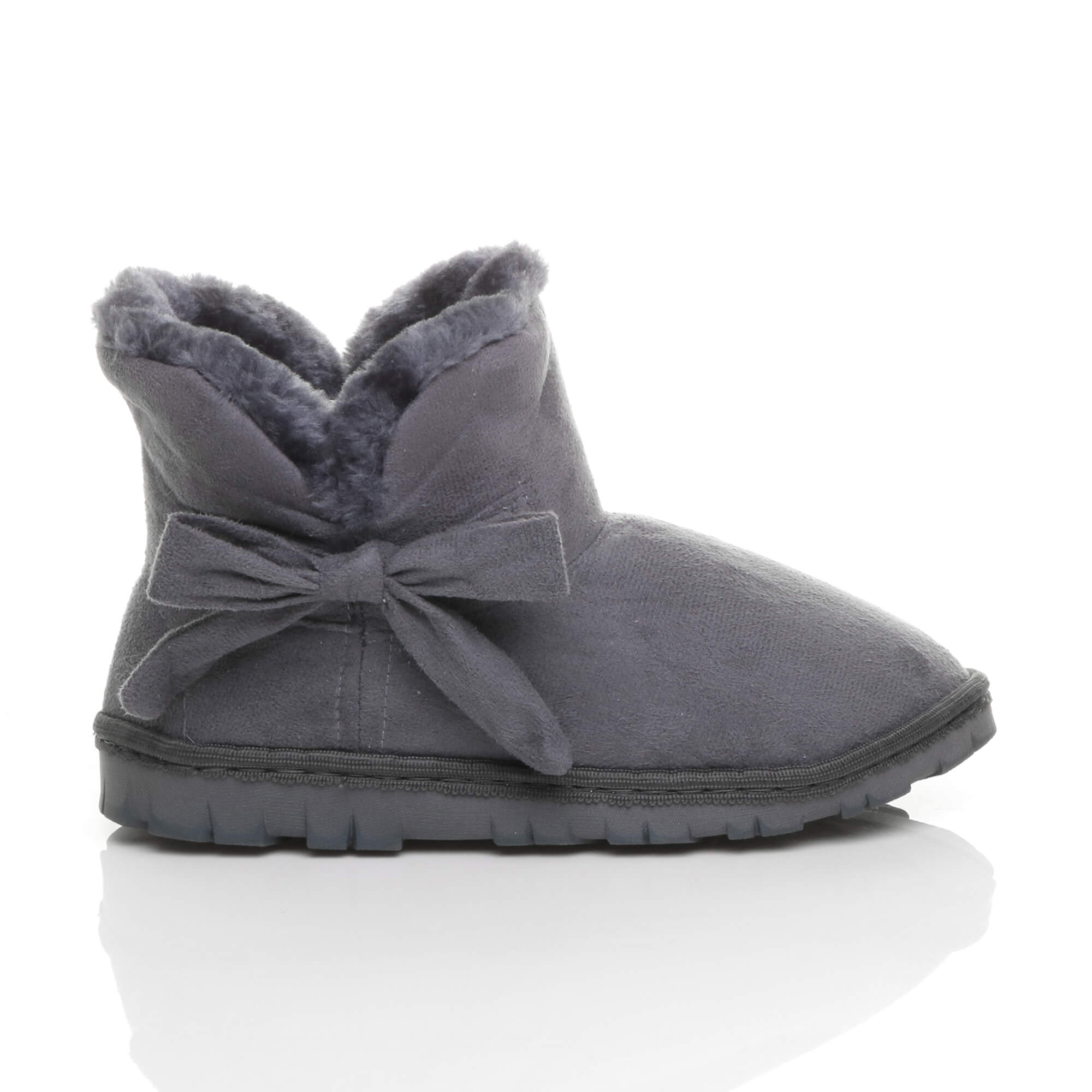 Grey AJVANI Grey Faux Fur Lined Ankle Boots Slippers, Image 2 of 6