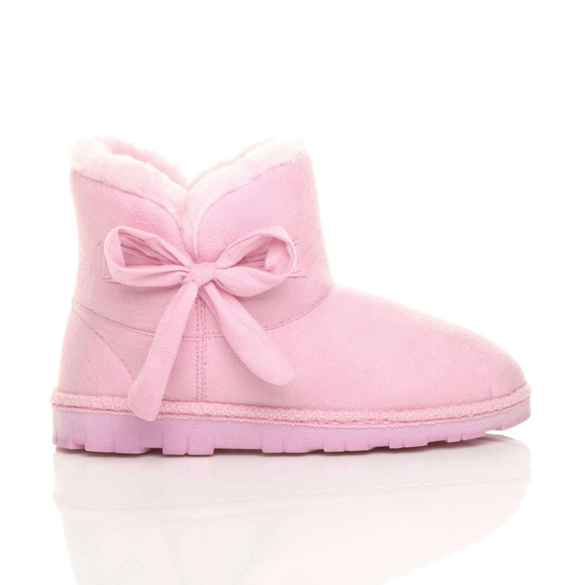 Pink Faux Fur Lined Ankle Boots Slippers, Image 2 of 6