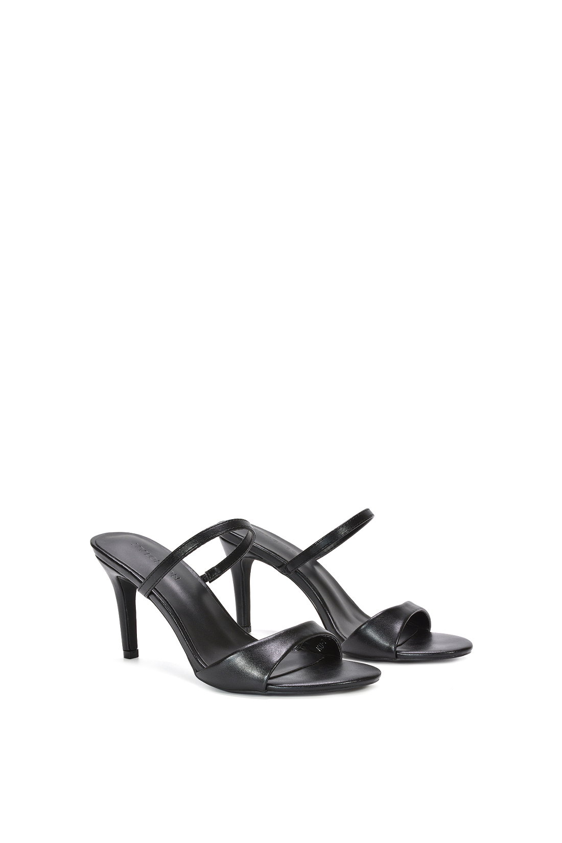 Black 'Kay' Slip On Stiletto Heel Mules With Open Toe, Image 3 of 6