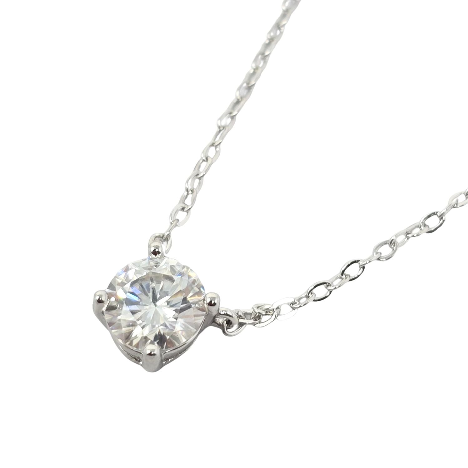 Metallic Diamond Moissanite Crystal Sterling Silver Necklace