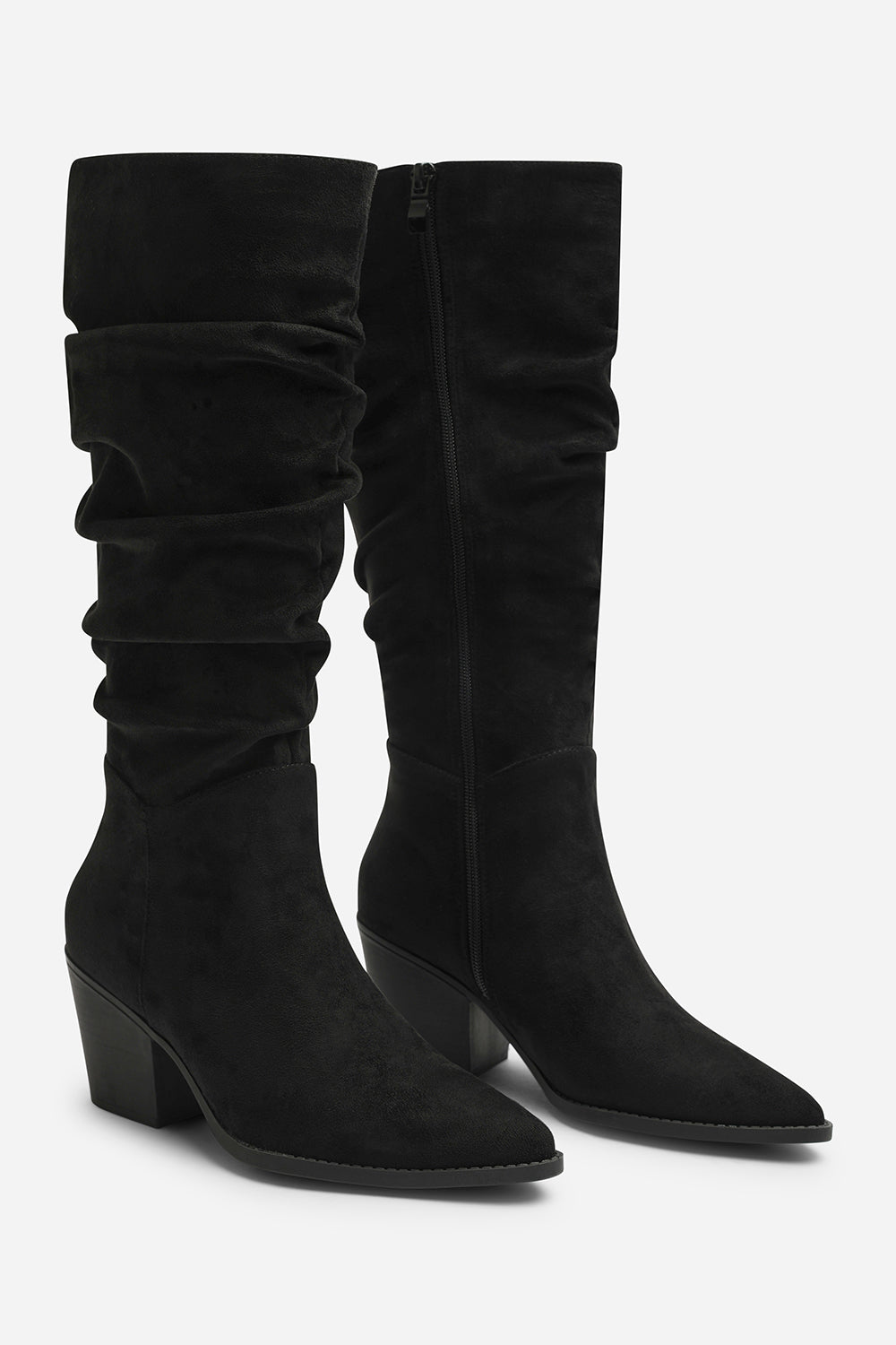 Black Drelia Ruched Western Knee High Boot, Image 3 of 4
