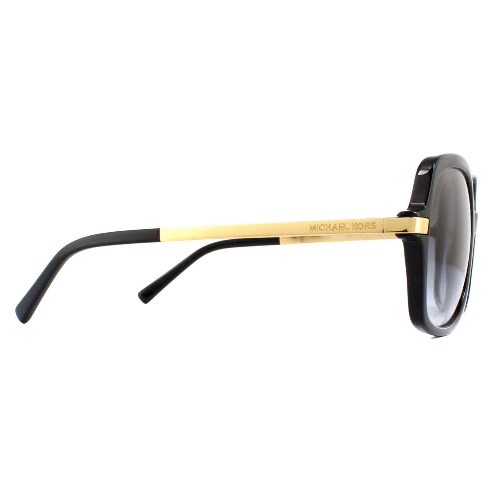 Black Michael Kors Black Square Black Gold Light Grey Gradient Sunglasses, Image 4 of 6