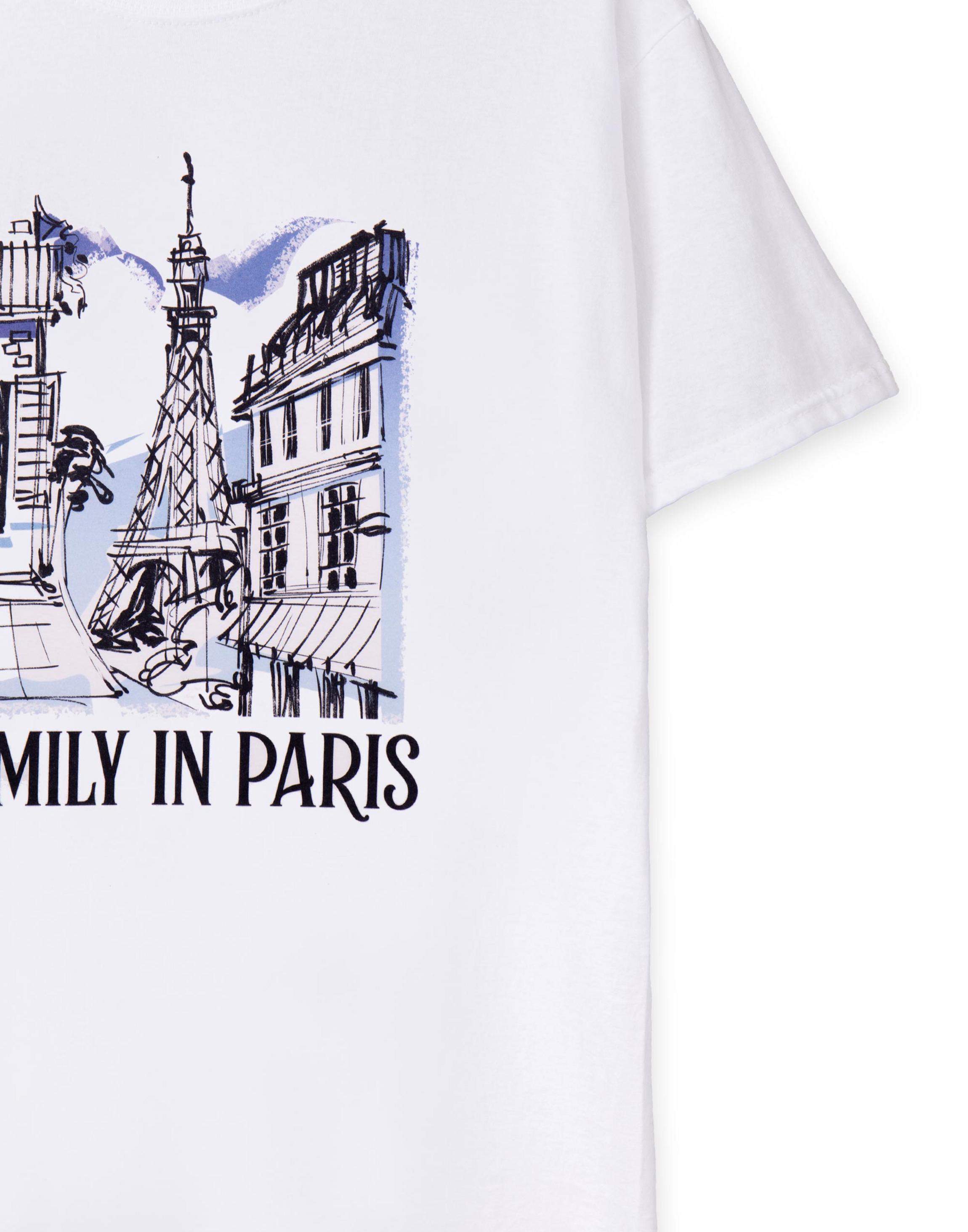 White Emily In Paris Sketchy Cityscape T-Shirt, Image 4 of 6