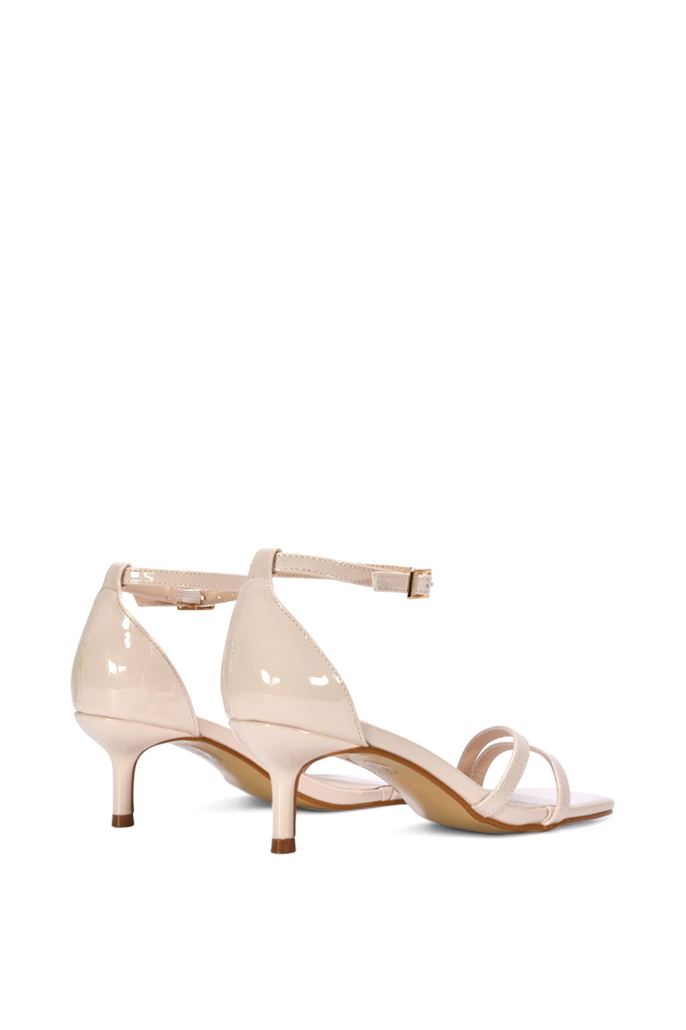 Beige 'Lea' Open Toe Strappy Low Kitten Heel Sandal Shoes, Image 3 of 5