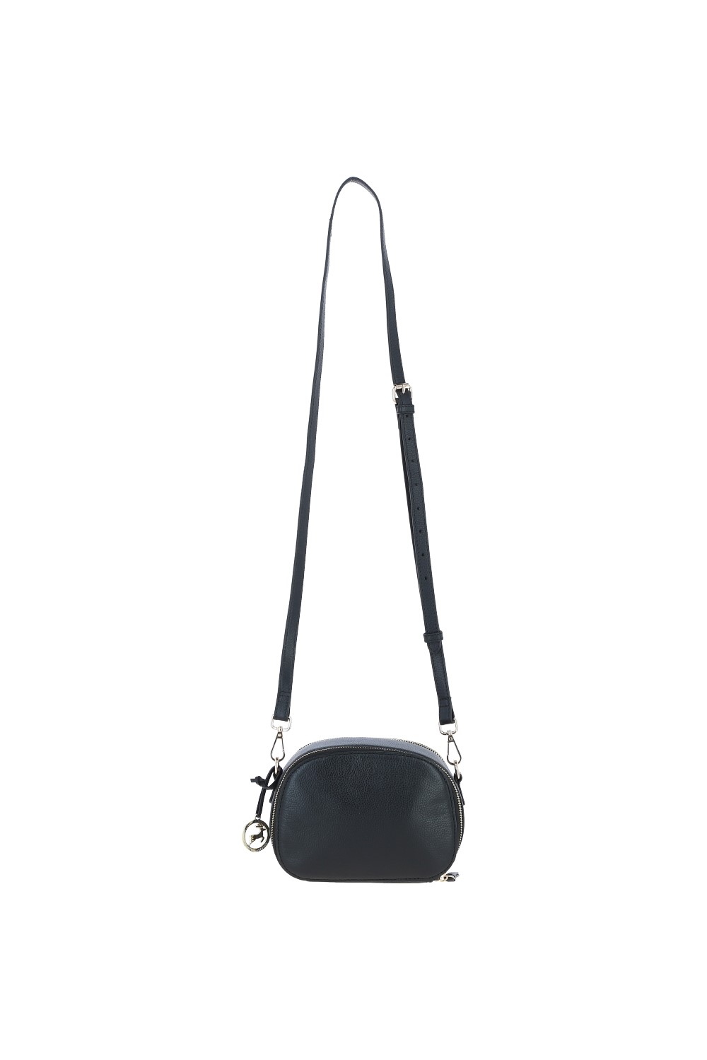 Black Real Leather Compact Crossbody Bag with Adjustable Strap, Image 4 of 4