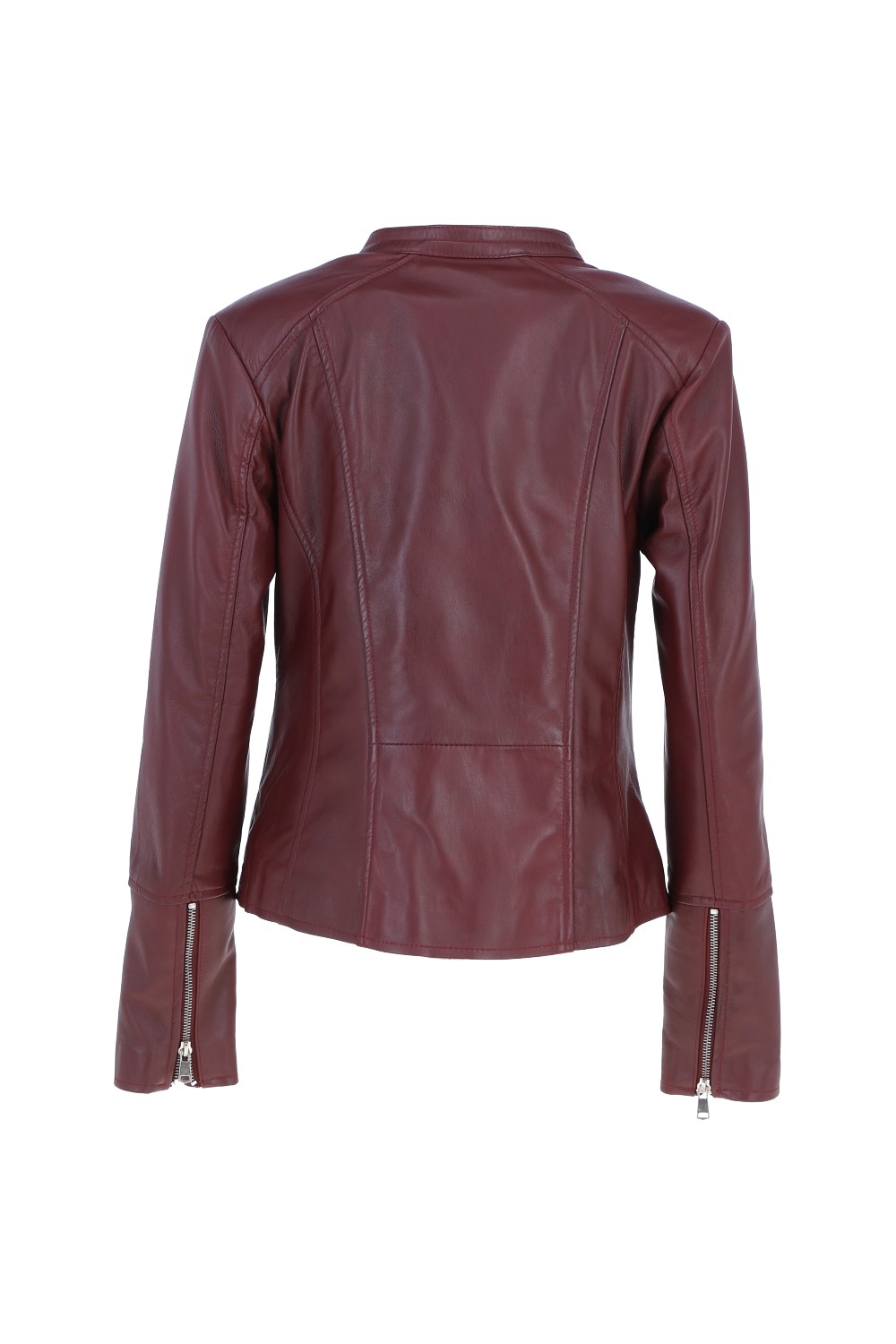 Burgundy Ashwood Leather Burgundy 'Vento' Real Leather Biker Jacket, Image 4 of 5