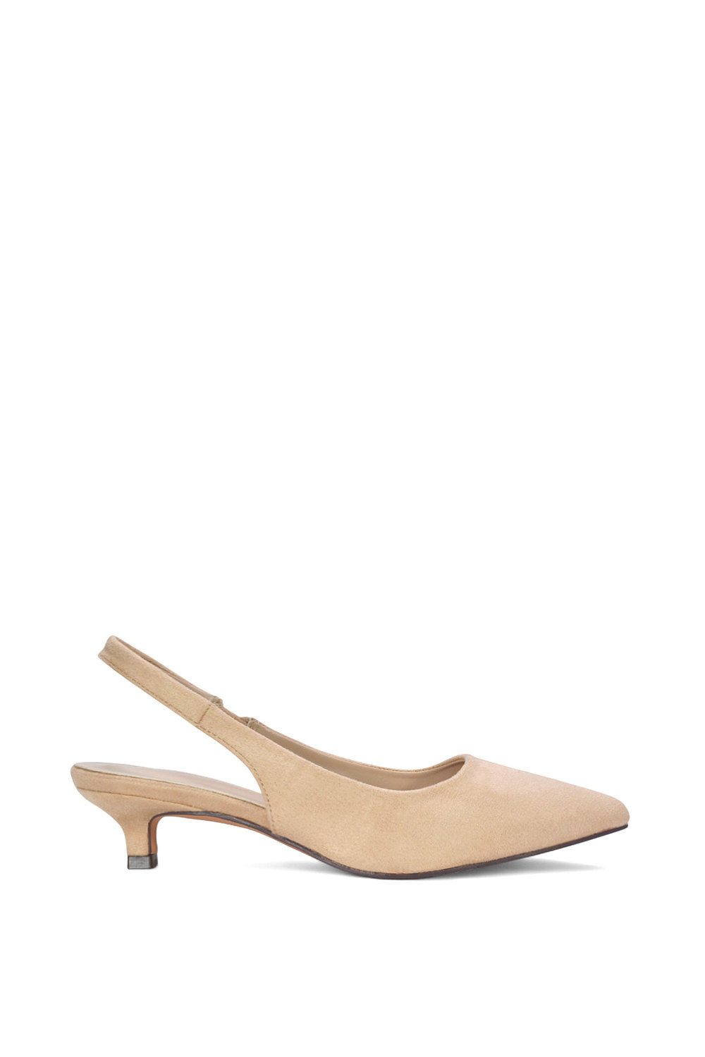 Black 'Leila' Pointed Toe Low Kitten Heel Slingback Court Shoes